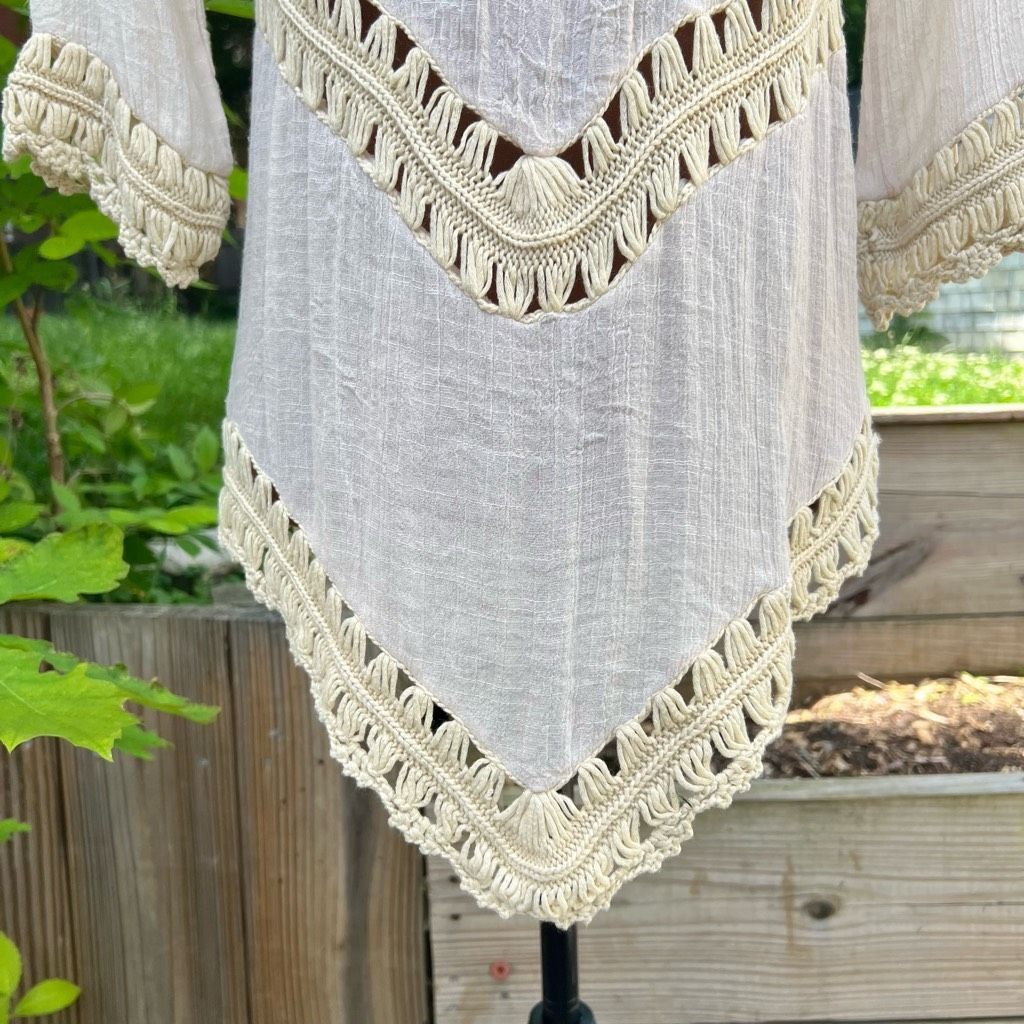 Other Active USA Boho Crochet Peasant Top Ibiza Festival Beach Cover Up, S/M Size S / US 4 / IT 40 - 7 Thumbnail