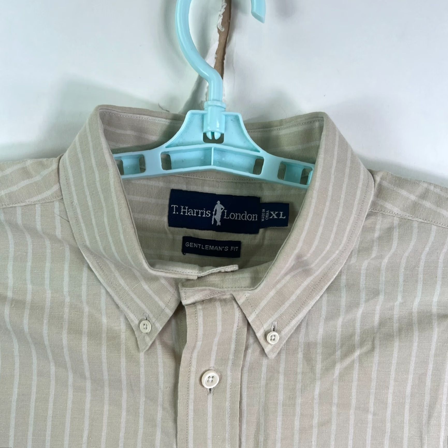 Vintage T. Harris London Striped Button-Up Shirt Mens XL Beige Casual Business Size US XL / EU 56 / 4 - 3 Thumbnail
