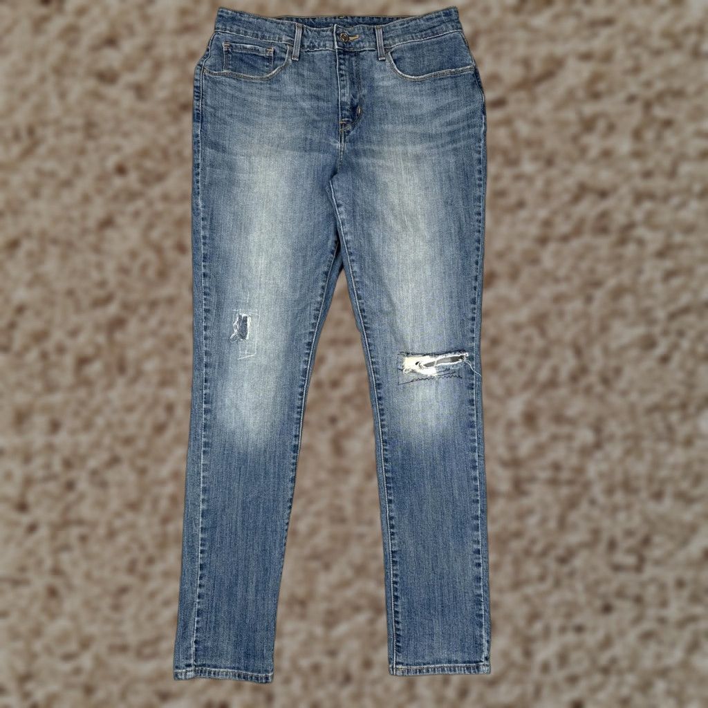 Levi's Levis Jeans Womens Slim Skinny High Rise Distressed Stretch Blue 31x32 Denim Size 24" / US 00 / IT 34 - 1 Thumbnail