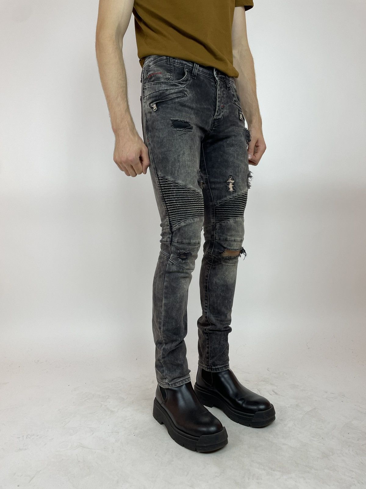 Other PASCUCCI Biker jeans skinny avantgarde drill Mens size 31x34 Size US 31 - 8 Thumbnail
