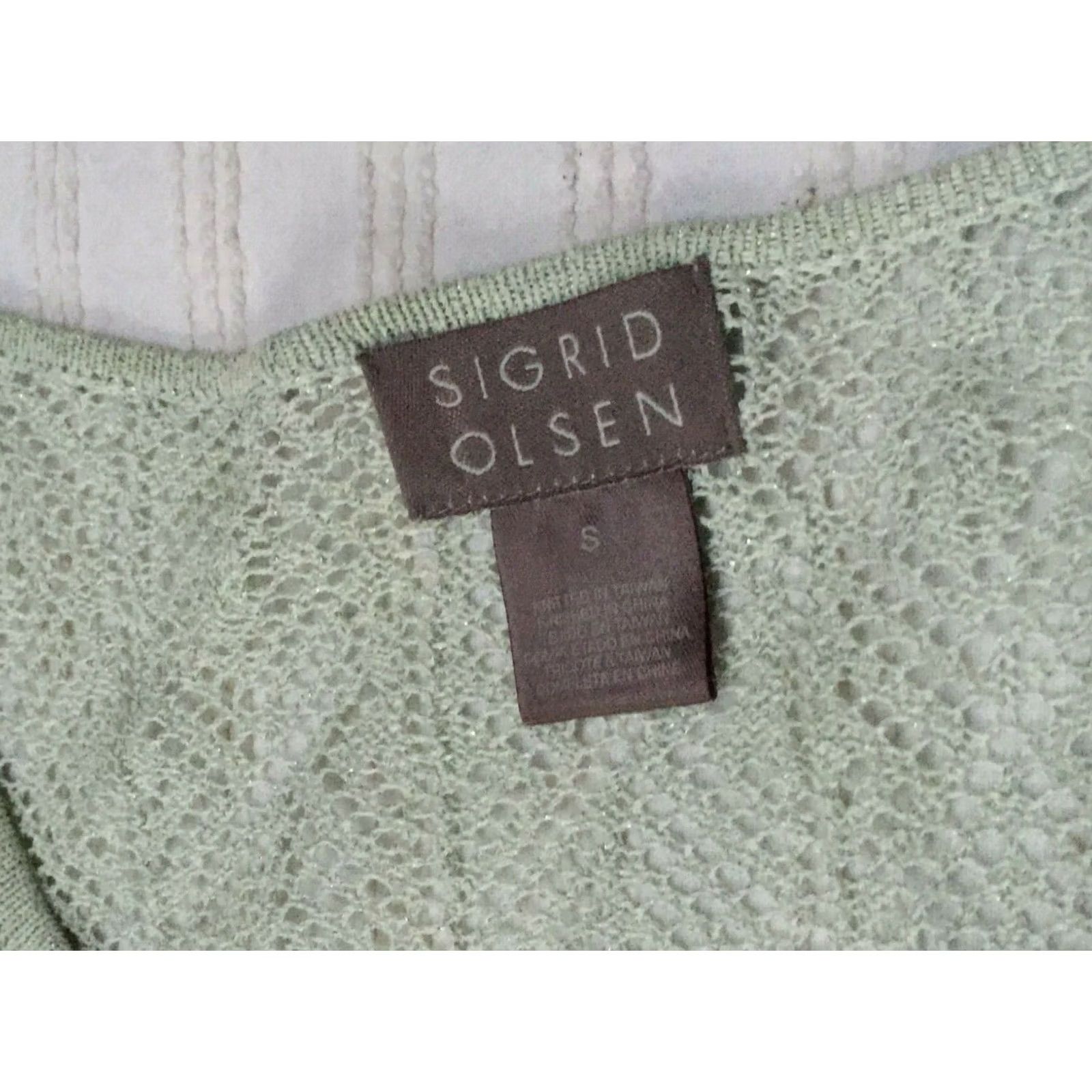 Vintage Sigrid Olsen Womens Tank Top Cardigan Set Perforated Green Small Size S / US 4 / IT 40 - 4 Thumbnail
