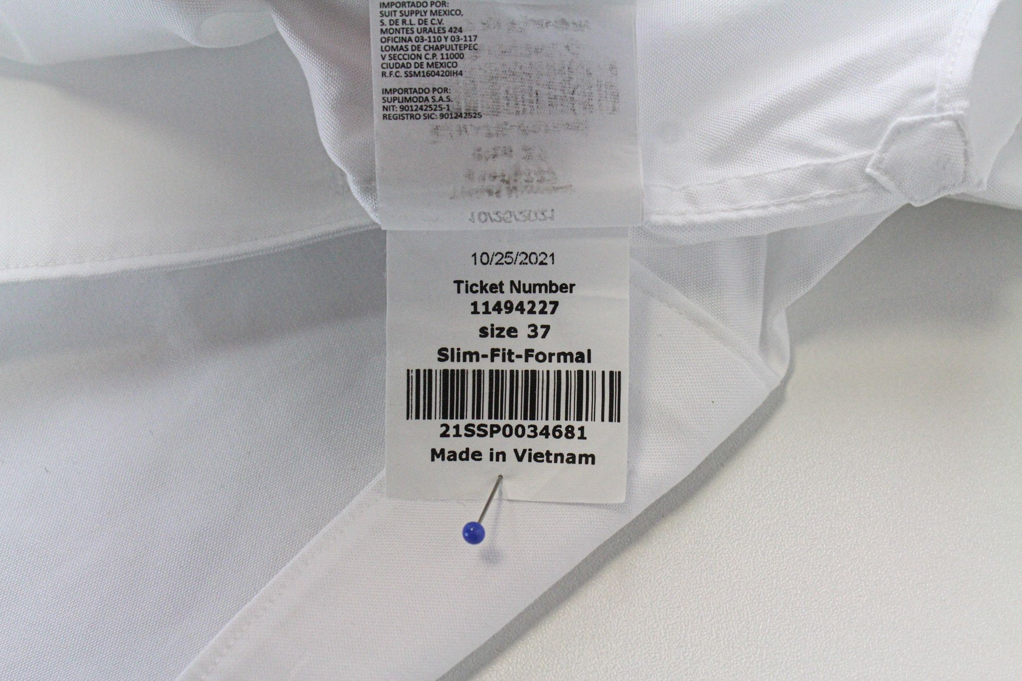 Suitsupply 37 Slim Cotton White Shirt 73691 Size US S / EU 44-46 / 1 - 7 Thumbnail