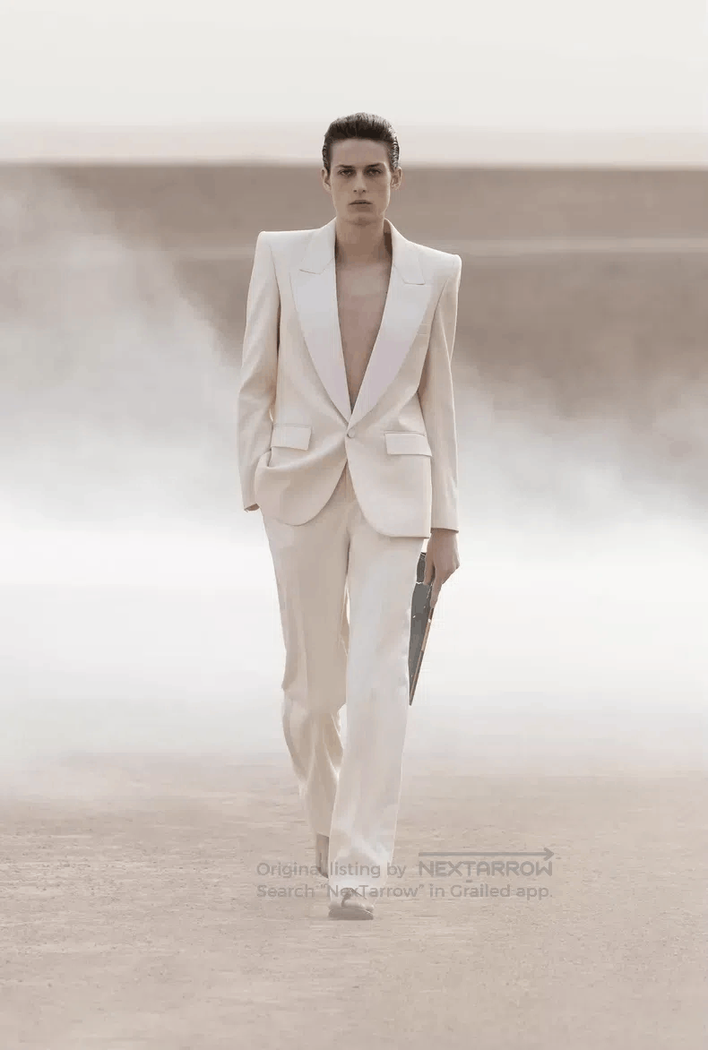 Saint Laurent Paris Saint Laurent Paris Satin Beige Straight Leg Flare Trouser Size US 42 / EU 58 - 9 Thumbnail