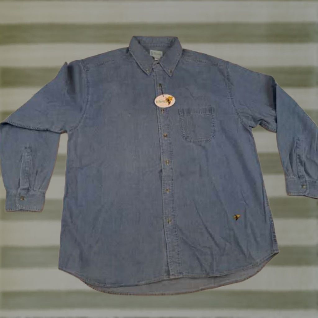 Vintage NWT B-Sting Denim Blue Button-Up Long Sleeve Shirt XXL Men Regular Size 2XL Solid Blue Jeans not included Size US XXL / EU 58 / 5 - 1 Thumbnail