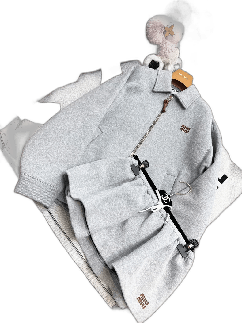 Miu Miu MiuMiu Grey Jacket with Pleated Skirt Set Size M / US 6-8 / IT 42-44 - 1 Thumbnail