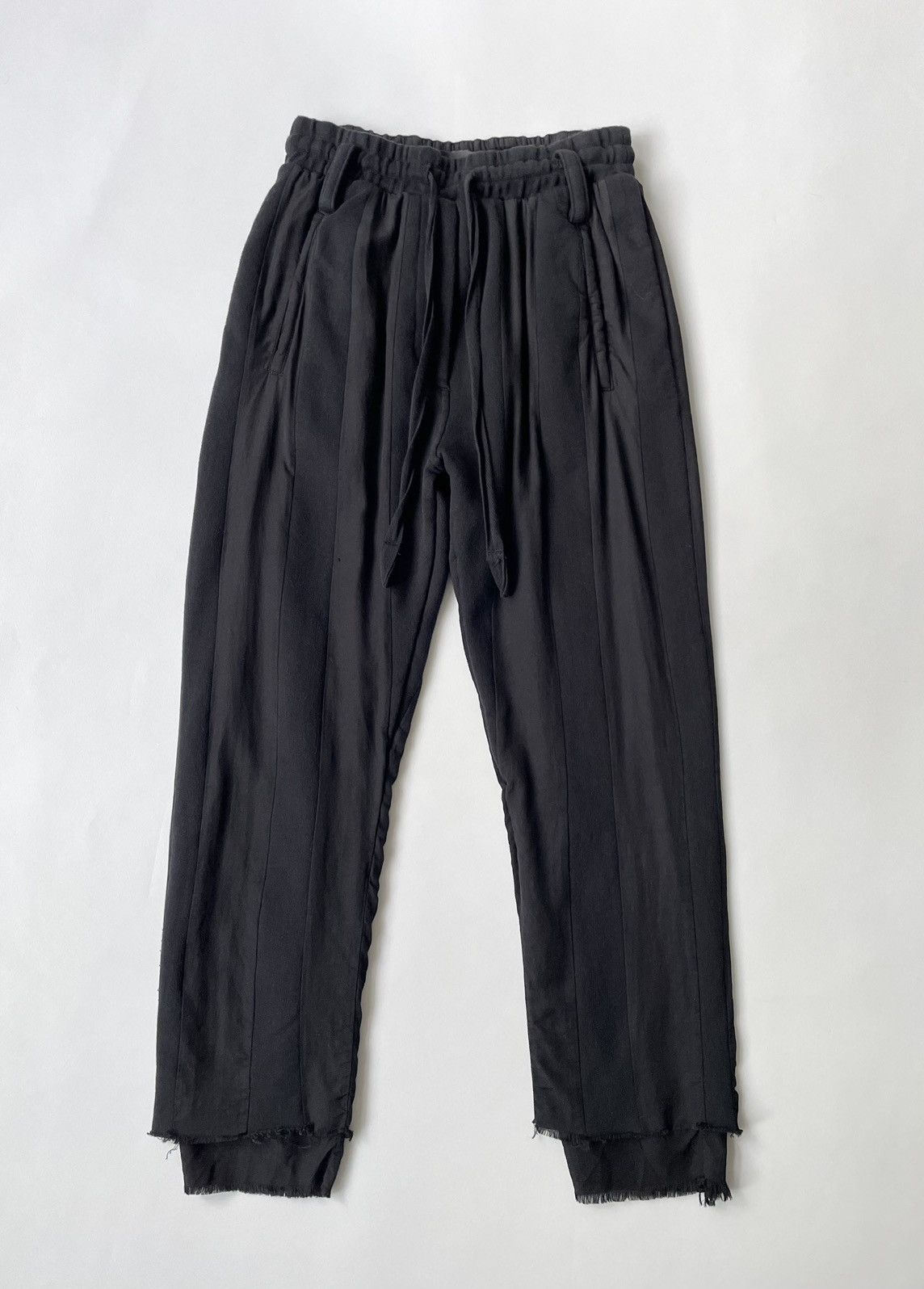 image of Haider Ackermann Black Stripe Raw Hem Sweatpants, Women's (Size 26)