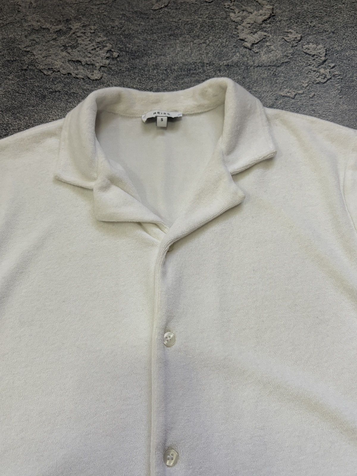 Reiss REISS Turin Terry Towelling Cuban Collar Shirt White S Size US S / EU 44-46 / 1 - 6 Thumbnail