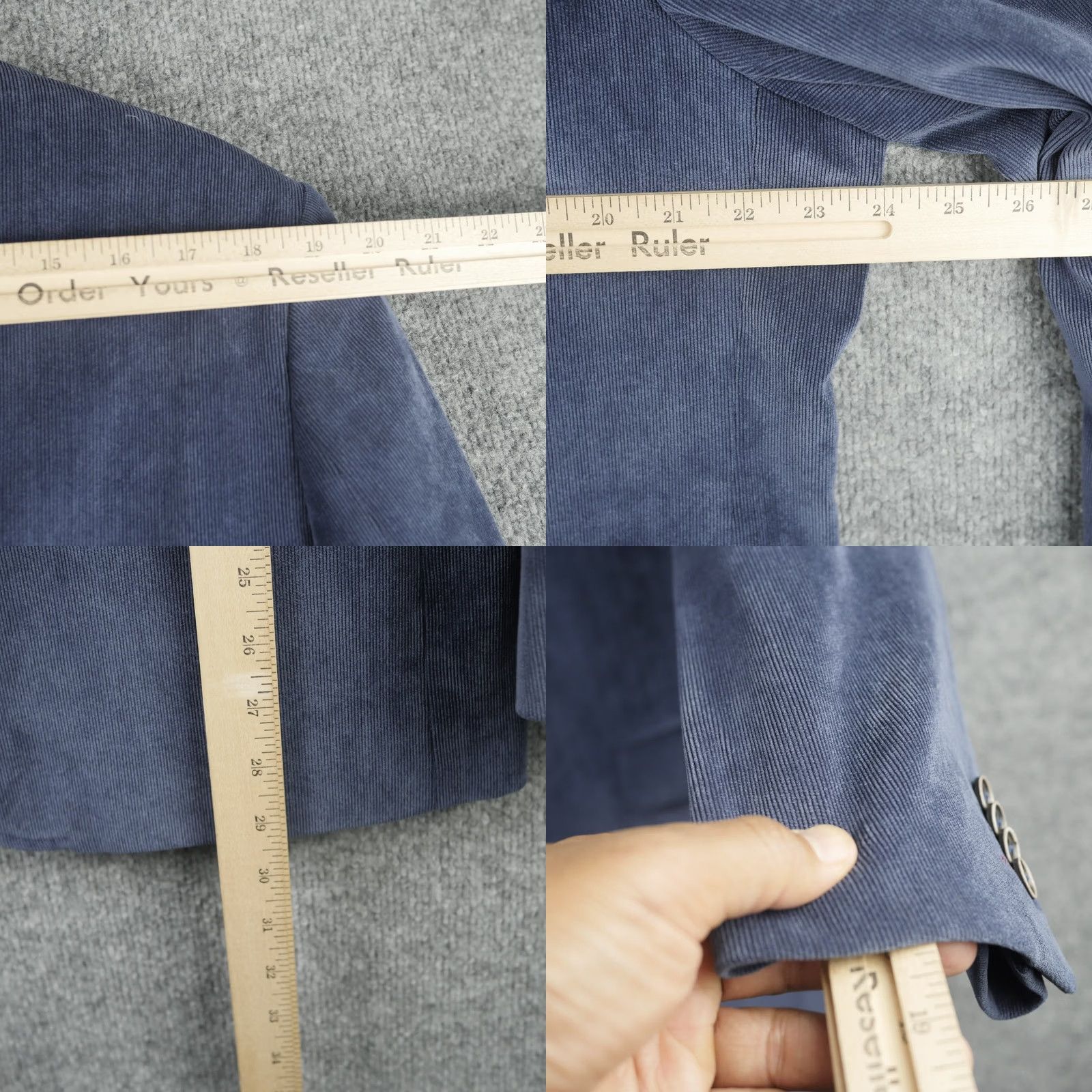 English Laundry English Laundry Blazer Mens 2X Blue Corduroy Suit Jacket Elbow Patches Size 48R - 10 Thumbnail