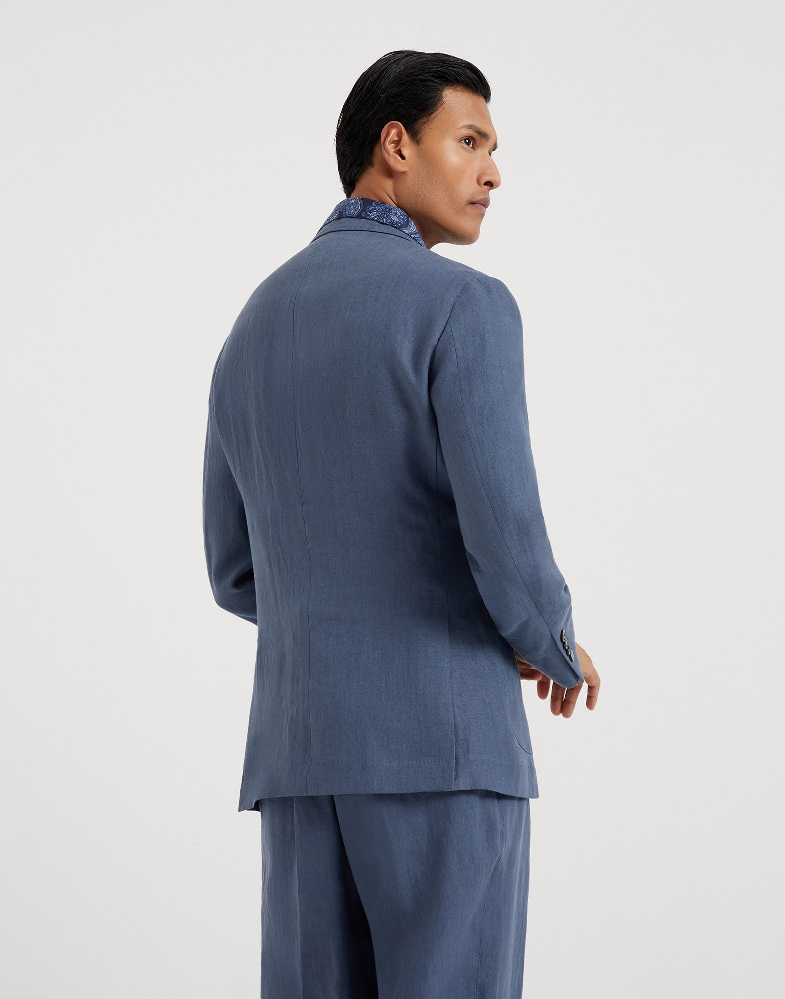 Brunello Cucinelli o1w1db10925 Woven Silk Jacket in Dark Blue Size US L / EU 52-54 / 3 - 2 Thumbnail