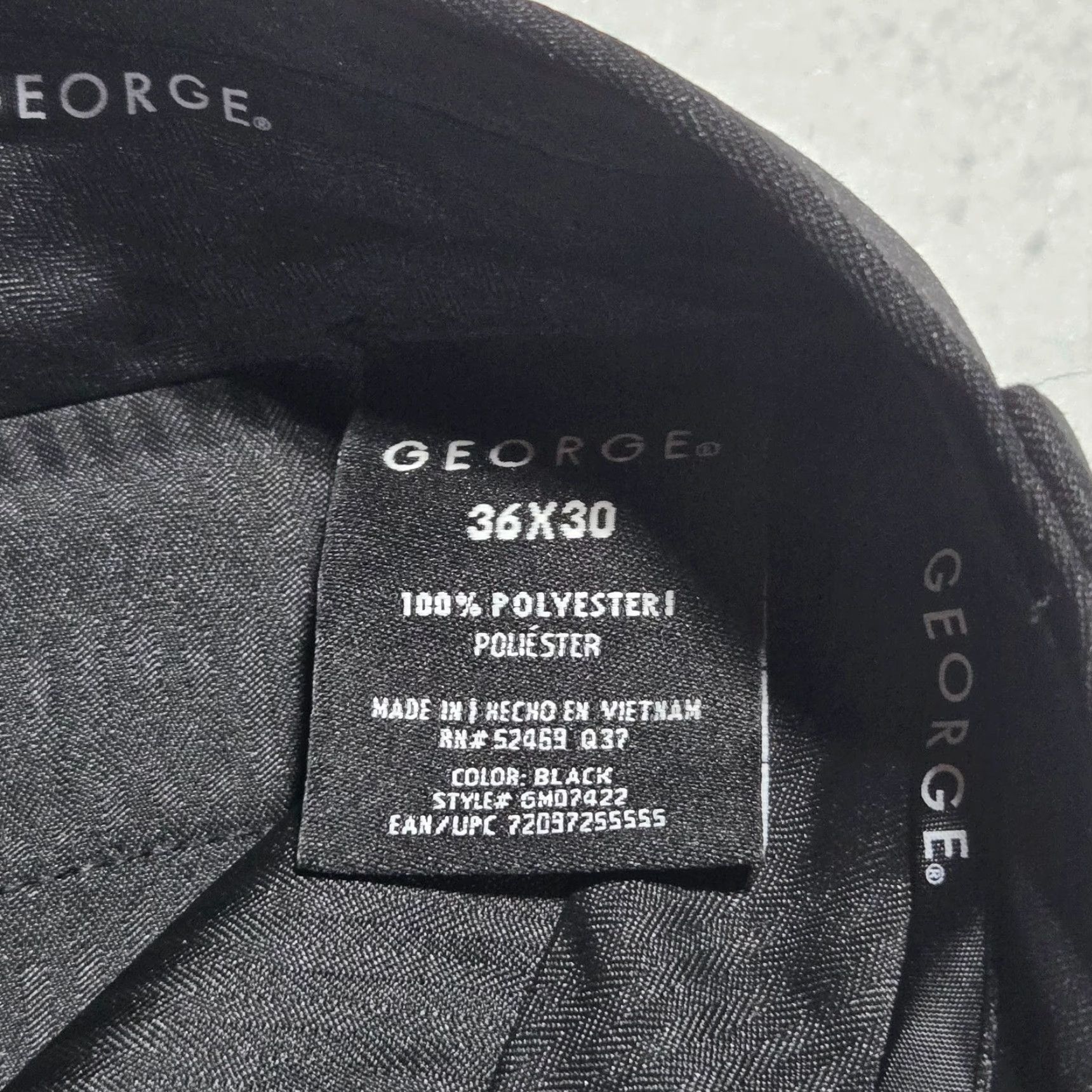 George George Pants Flat Front Black 36x30 Dress Regular Men’s Condensed Size US 36 / EU 52 - 4 Thumbnail