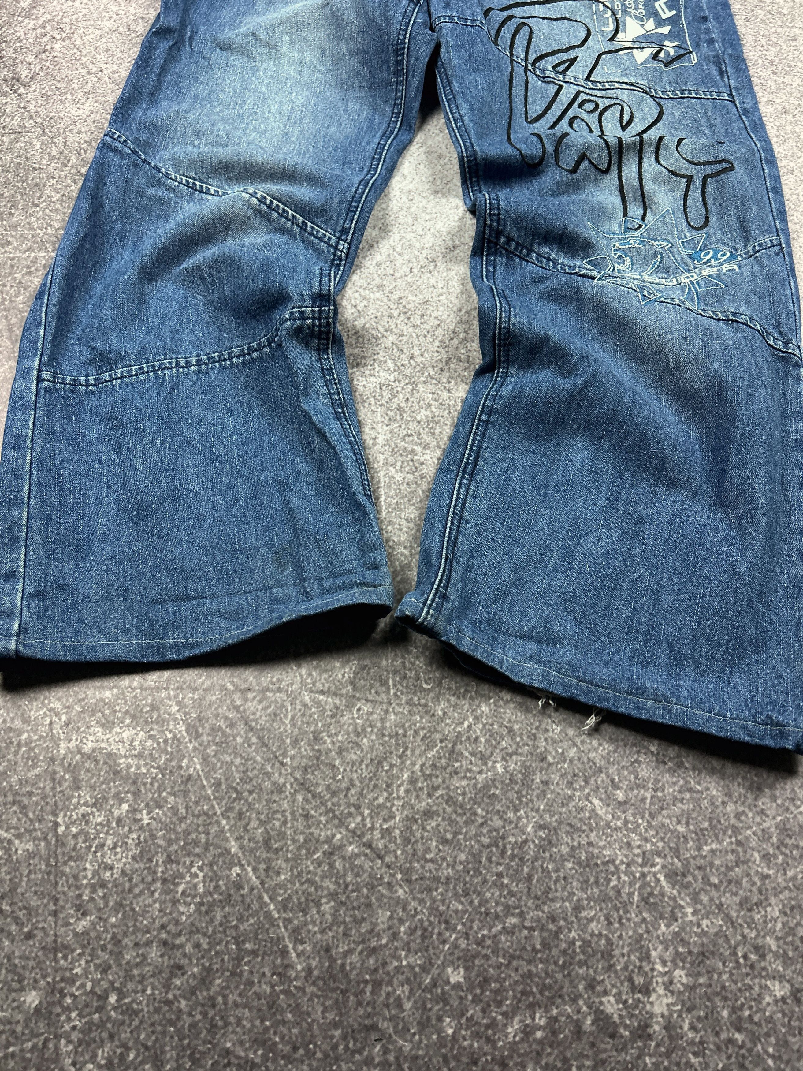 Designer VTG Baggy Rap SK8 JNCO Balenci Style Washed Jeans Y2K Size US 32 / EU 48 - 4 Thumbnail