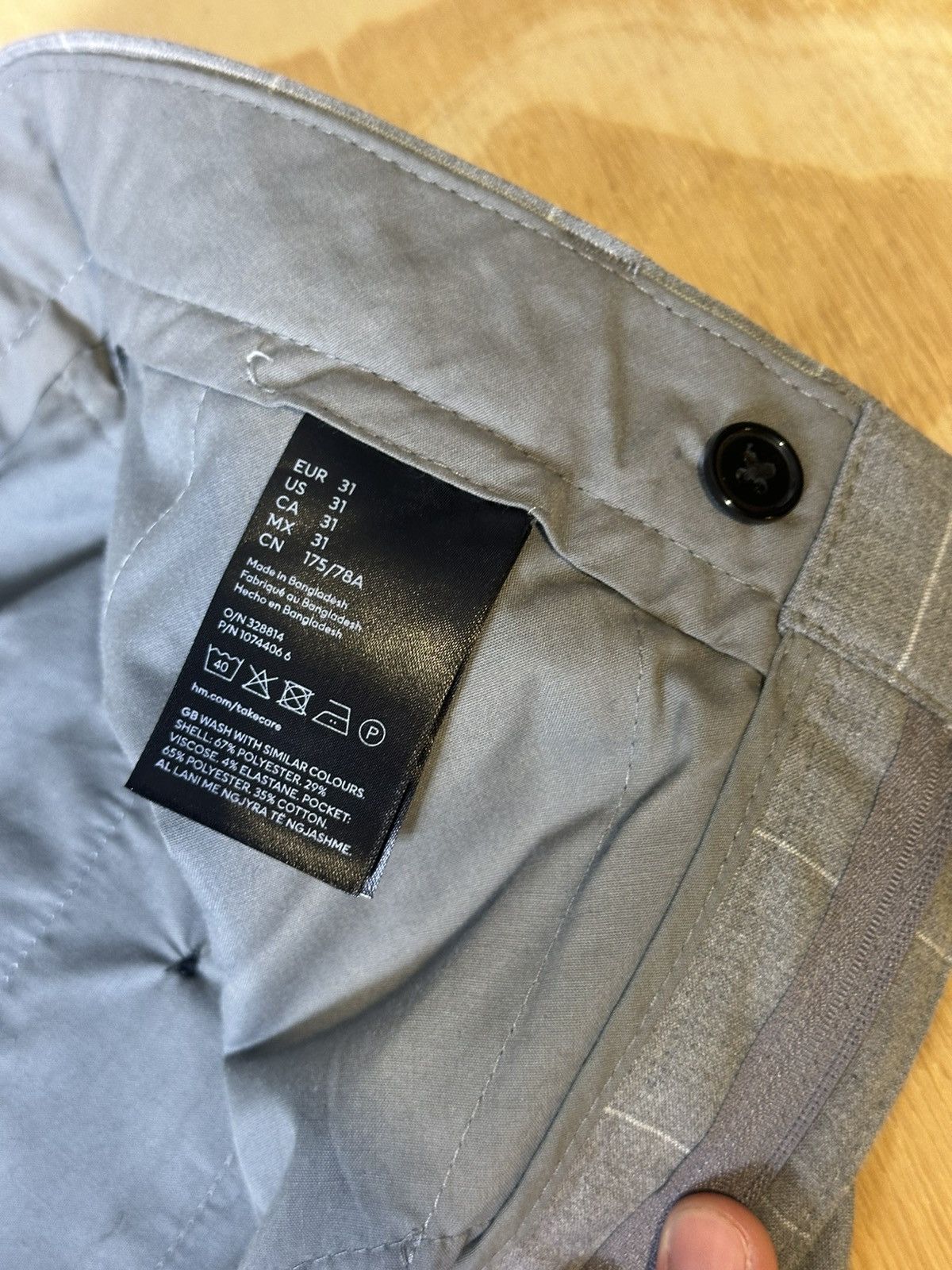 H&M Mens Striped Plaided Light Grey Dress Pants Size 31 H&M Size US 31 - 6 Thumbnail
