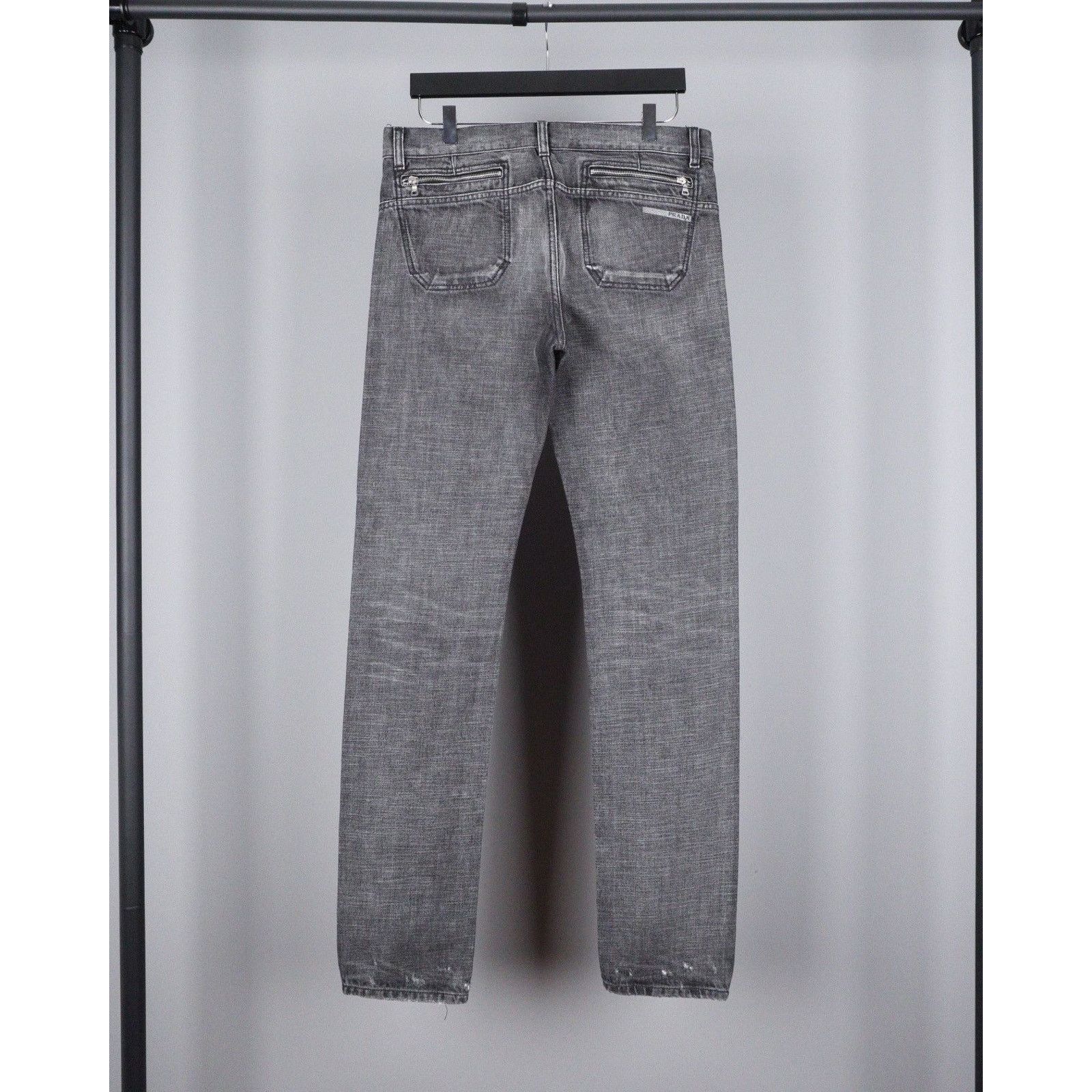 Prada Prada 2009 vintage washed grey riri zip logo jeans pants Size US 33 - 3 Thumbnail