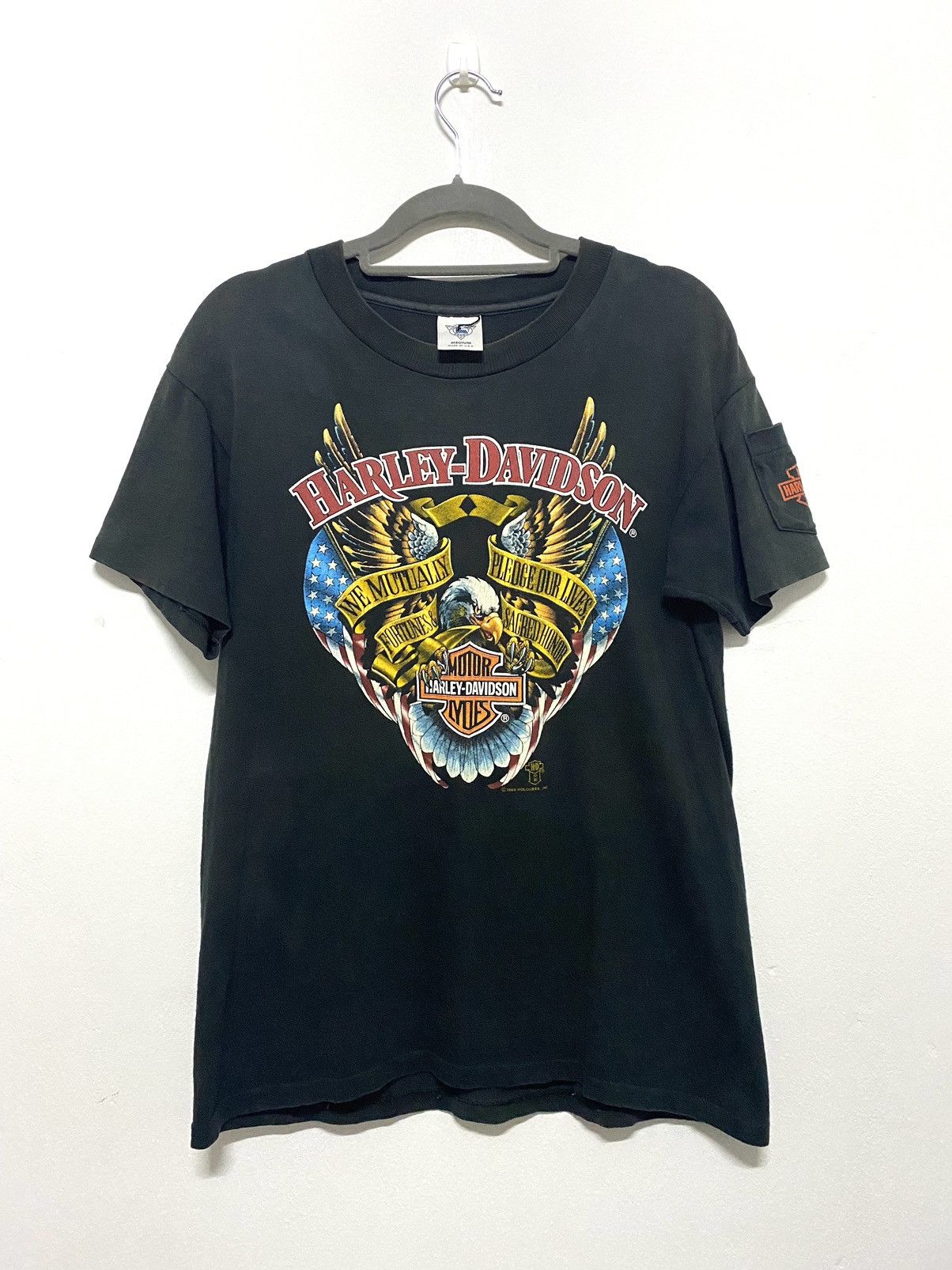 Harley Davidson × Vintage Vintage 1988 Harley Davidson Holoubek Pocket tees Size US M / EU 48-50 / 2 - 1 Thumbnail