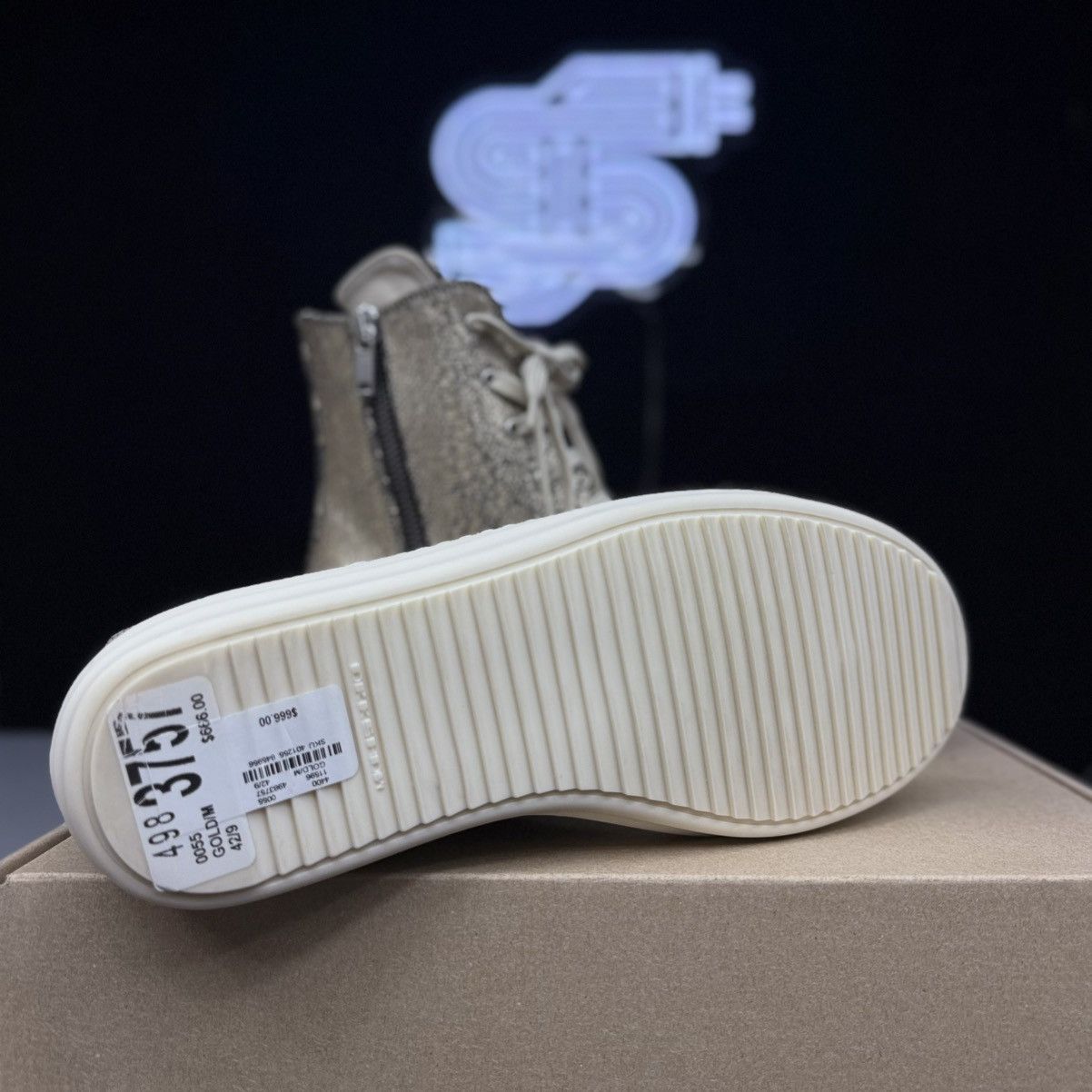 Rick Owens Drkshdw Rick Owens Hightop Megacrust Ramones Gold/Milk Size US 12 / EU 45 - 6 Thumbnail