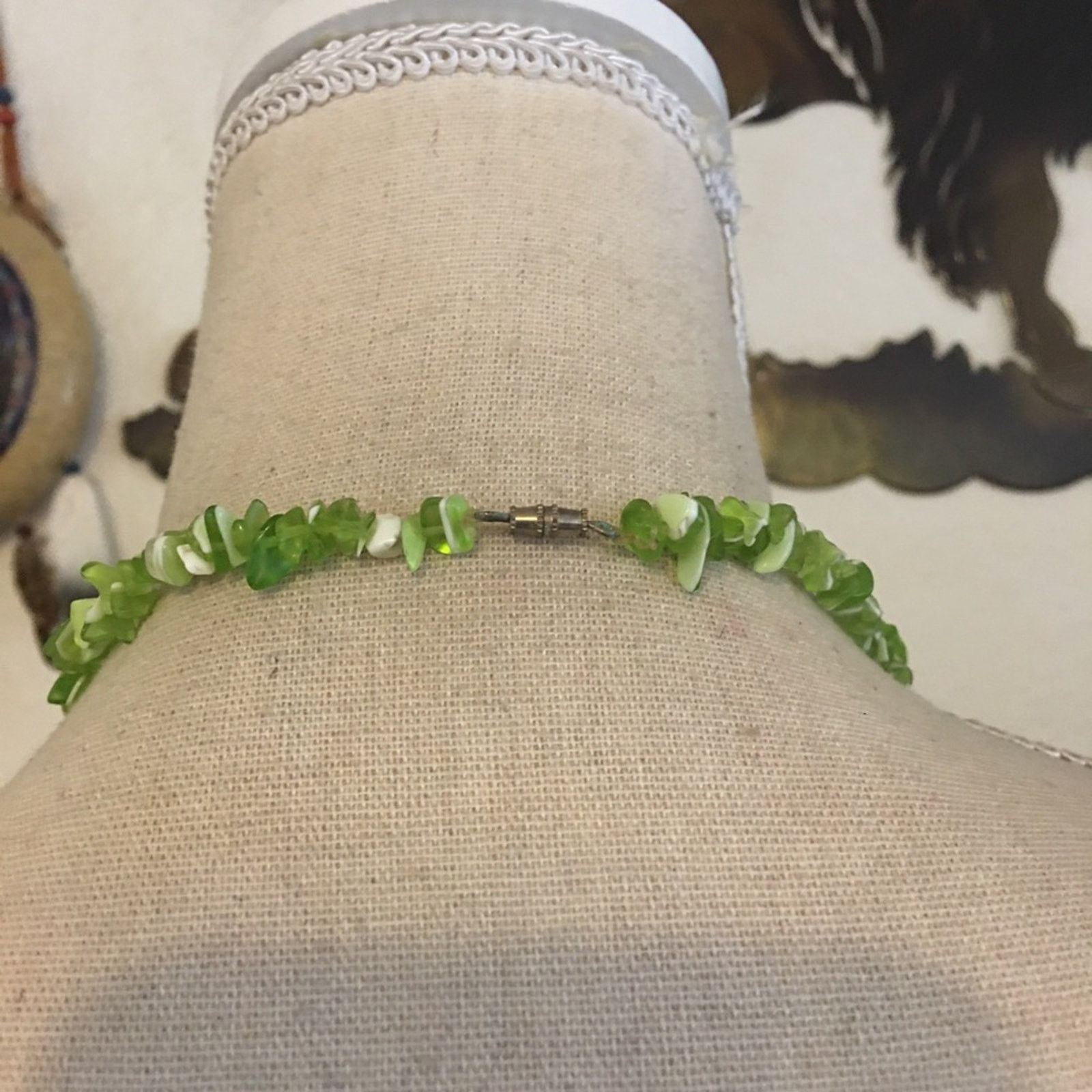 Vintage Vintage faux green gem bead necklace Size ONE SIZE - 5 Thumbnail