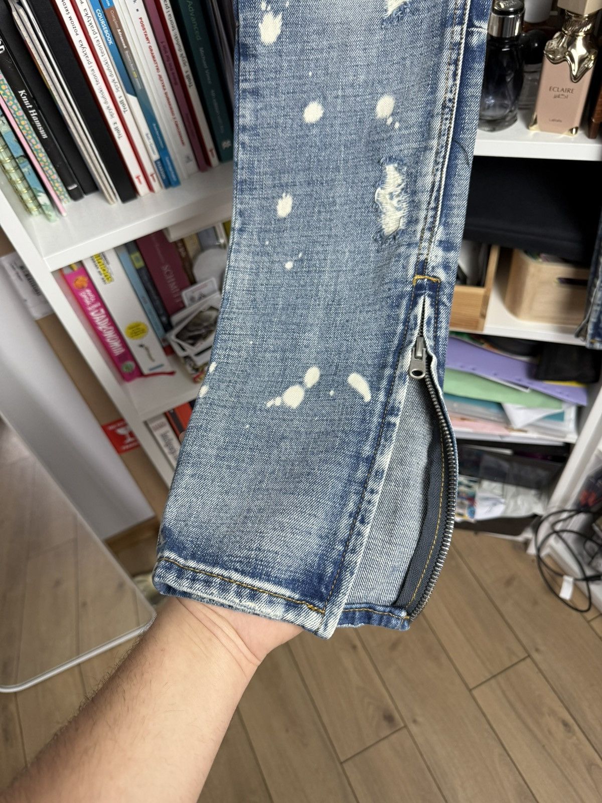 Designer × MNML Mnml splash distressed denim 31 drill designer streetwear Size US 31 - 5 Thumbnail