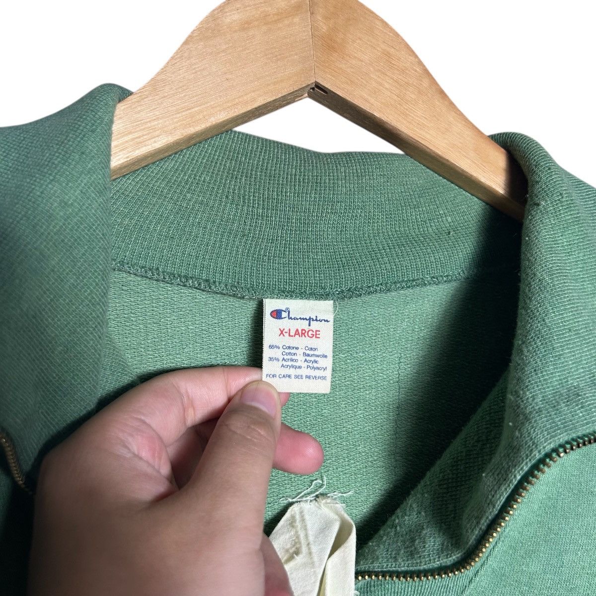 Champion Vintage Champion Spell Out Quarter Zip Sweatshirt Size US XL / EU 56 / 4 - 7 Thumbnail