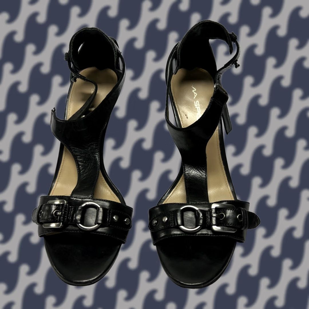 Vintage VIA SPIGA Black Leather Heels Women’s 7.5M Ankle Strap Block Heel Sandals Size US 8 / IT 38 - 1 Thumbnail