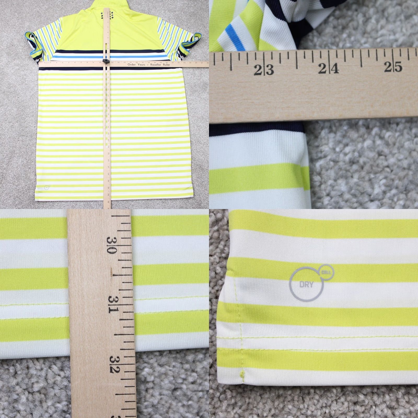 Puma Puma Polo Shirt Mens XL Yellow/Blue Tech Stripe Performance Golf Short Sleeve Polo Shirt Size US XL / EU 56 / 4 - 8 Thumbnail