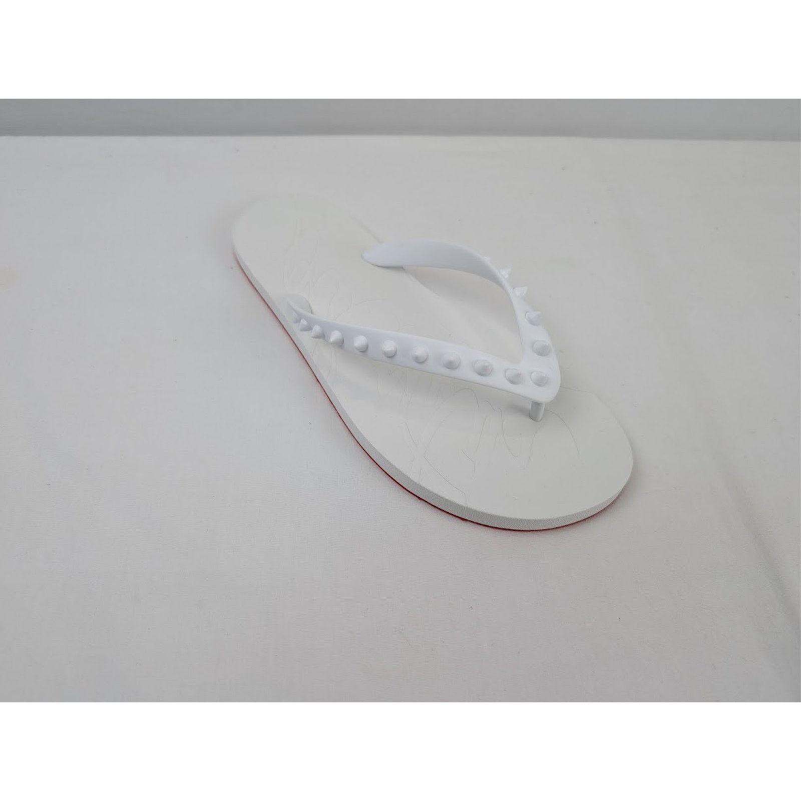 Christian Louboutin o1rshd1 Loubi Flip Flat Slippers in White Size US 11 / EU 44 - 2 Thumbnail