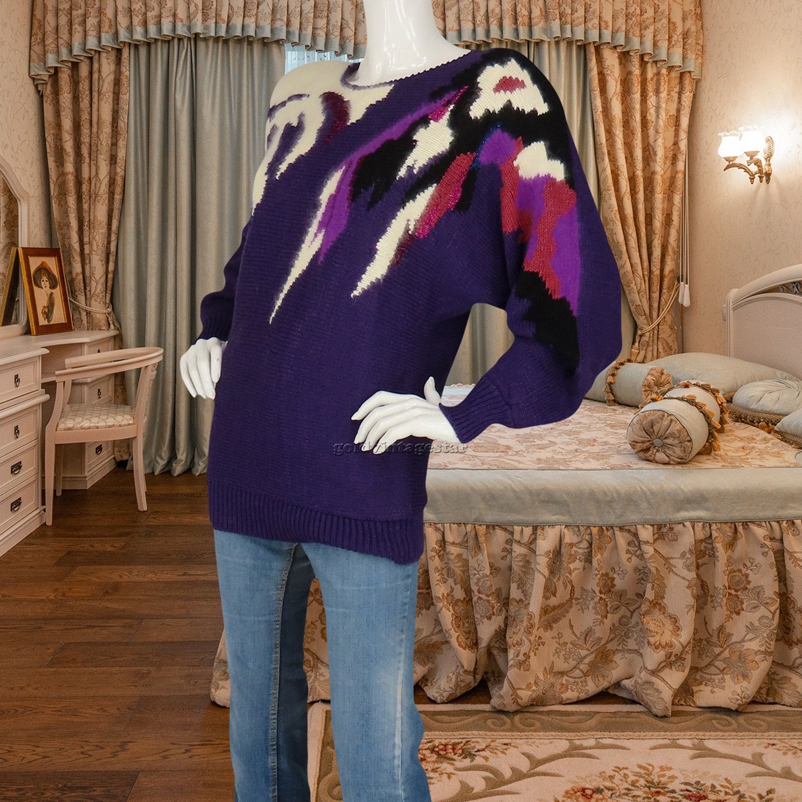 Other 80s Vintage Hipster Jumper Party Funky Retro Knit Sweater M Size M / US 6-8 / IT 42-44 - 6 Thumbnail