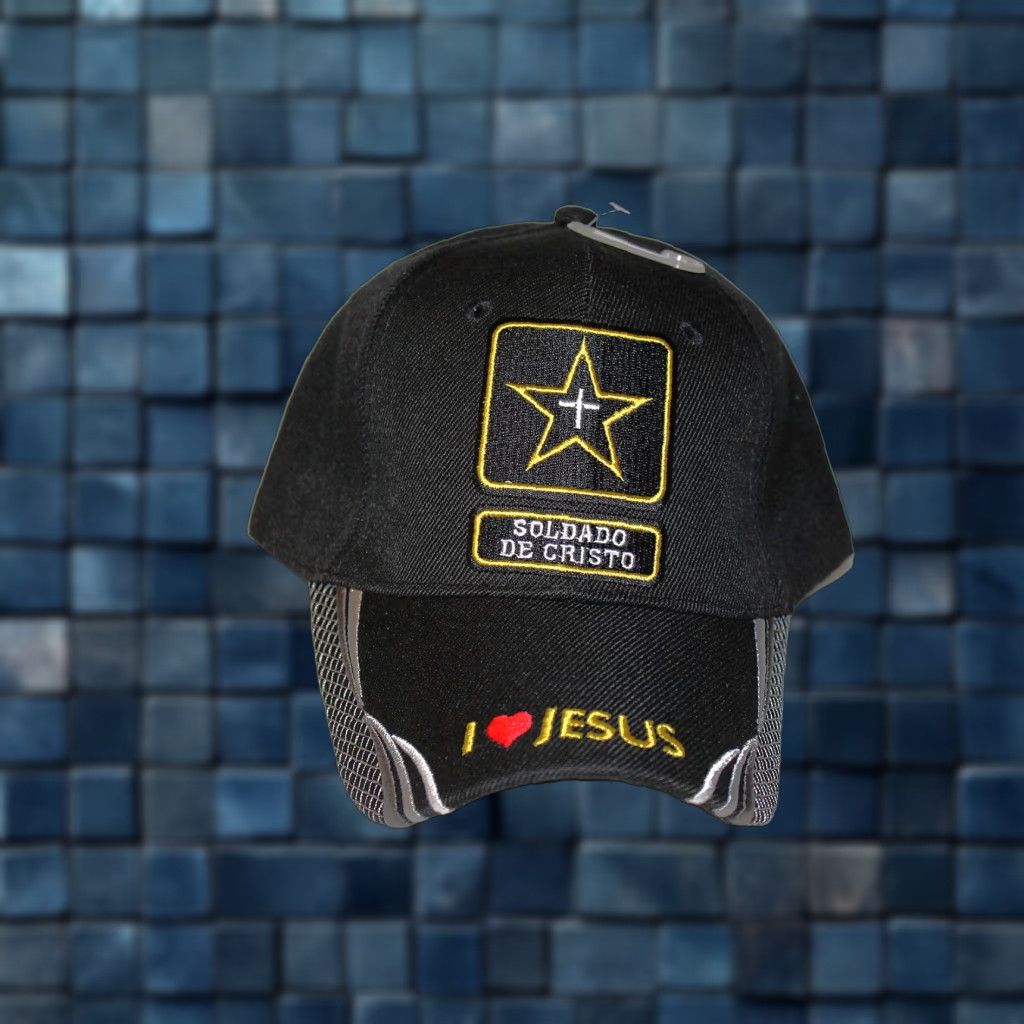 Vintage TOP Baseball Cap Soldado de Cristo Soldier of Christ Black Adjustable Mens Cap Size ONE SIZE - 1 Thumbnail