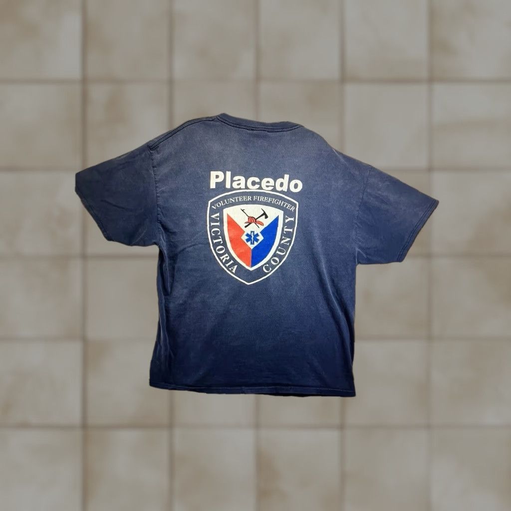 Hanes VINTAGE Hanes Beefy-T Firefighter Pocket T-Shirt Mens XL Blue 90s Graphic Print Retro Grunge Size US XL / EU 56 / 4 - 1 Thumbnail