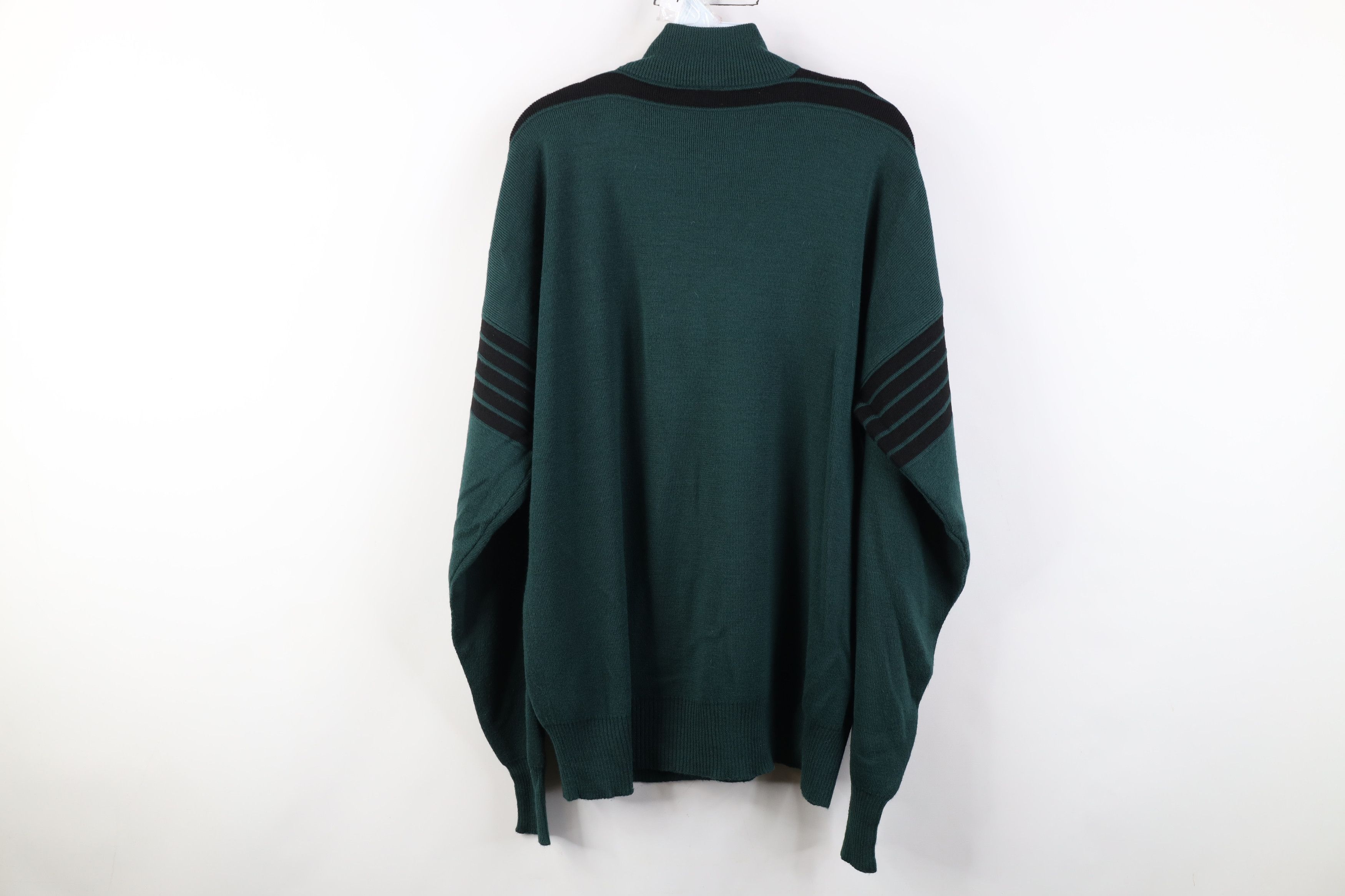 Vintage Vintage 90s Streetwear Striped 1/4 Half Zip Sweater Green Size US XL / EU 56 / 4 - 10 Thumbnail