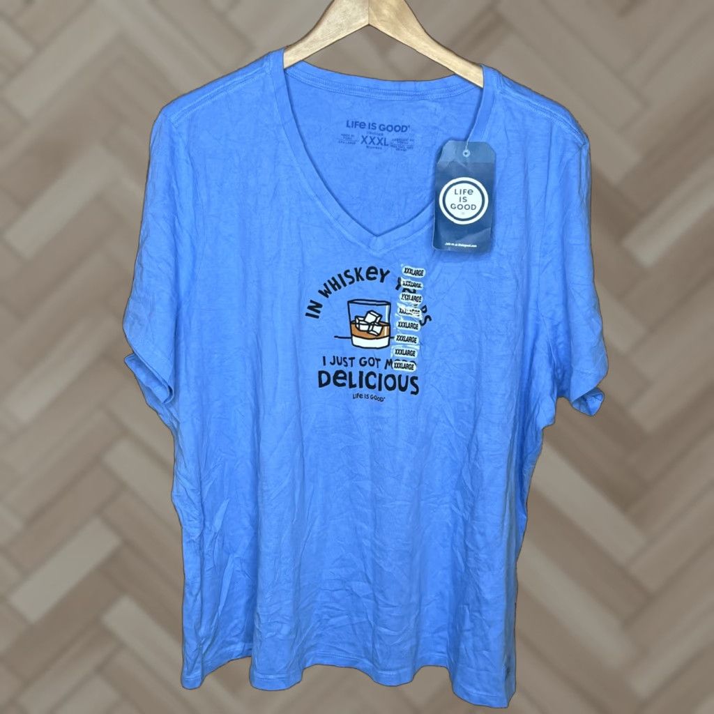 Life is Good Life Is Good NWT In Whiskey Years Blue V-Neck 3XL Womens T-Shirt Size XXL / US 16-18 / IT 52-54 - 1 Thumbnail