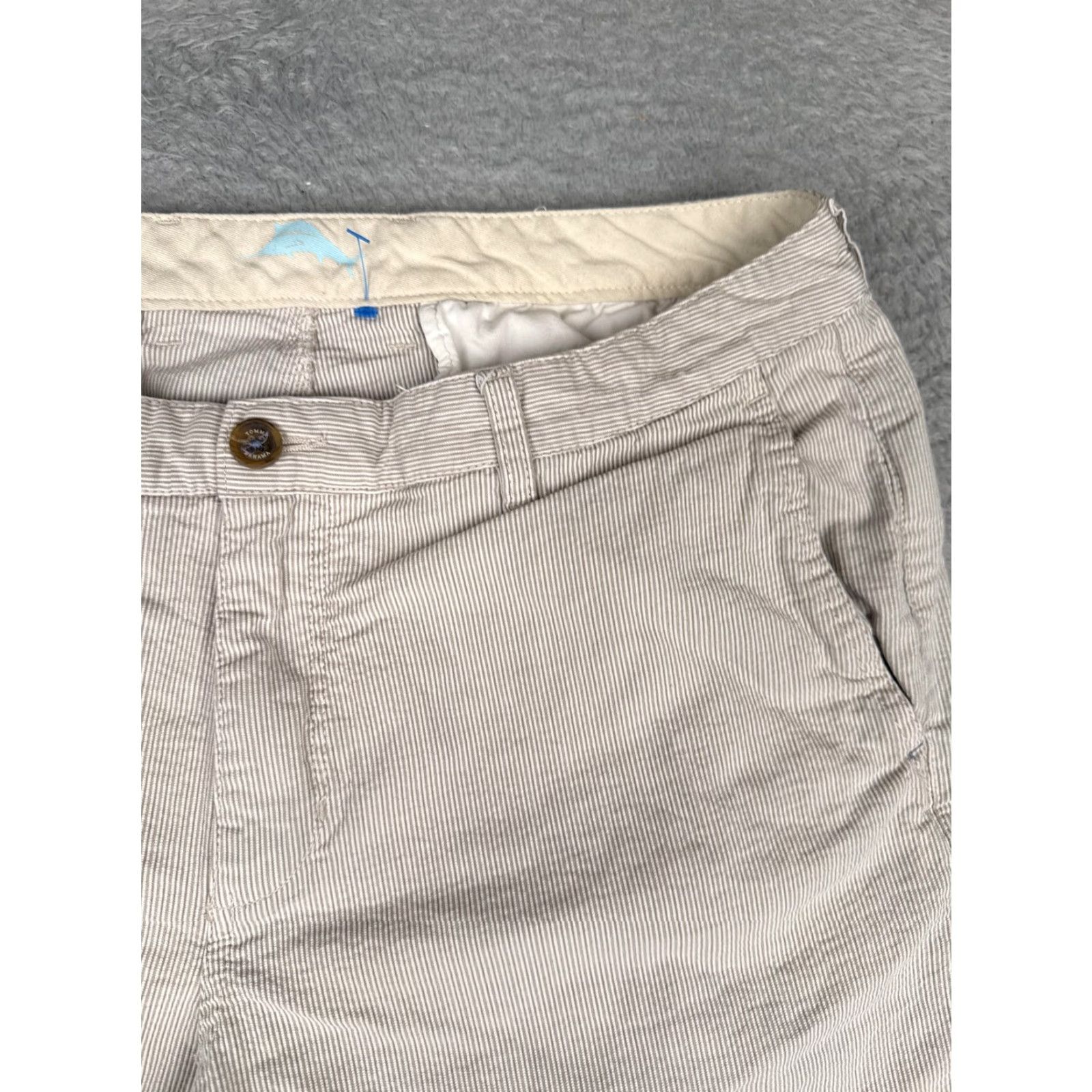 Tommy Bahama Tommy Bahama Shorts Mens 36 Beige Striped Cotton Chino Flat Front Zip Pockets Casual Summer Mens Size US 36 / EU 52 - 5 Thumbnail
