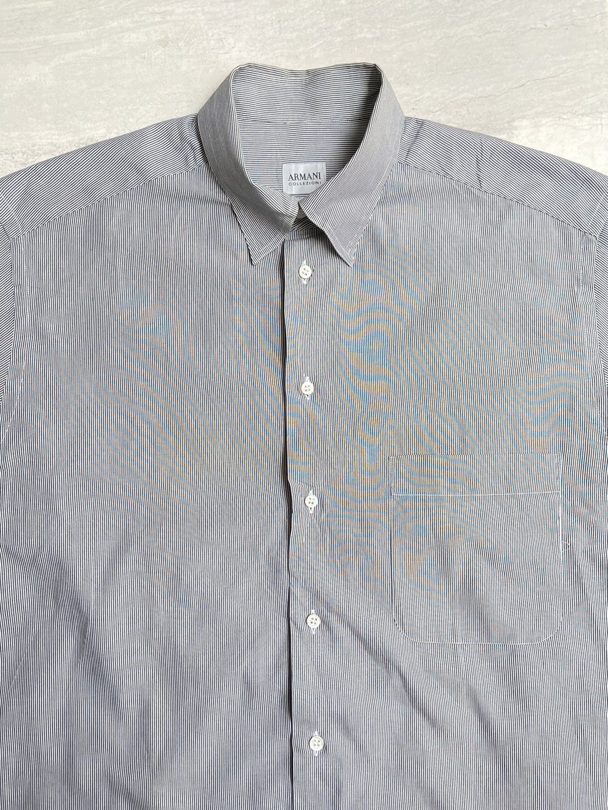 Armani Collezioni ARMANI COLLEZIONI Grey Striped Shirt Size US L / EU 52-54 / 3 - 3 Thumbnail