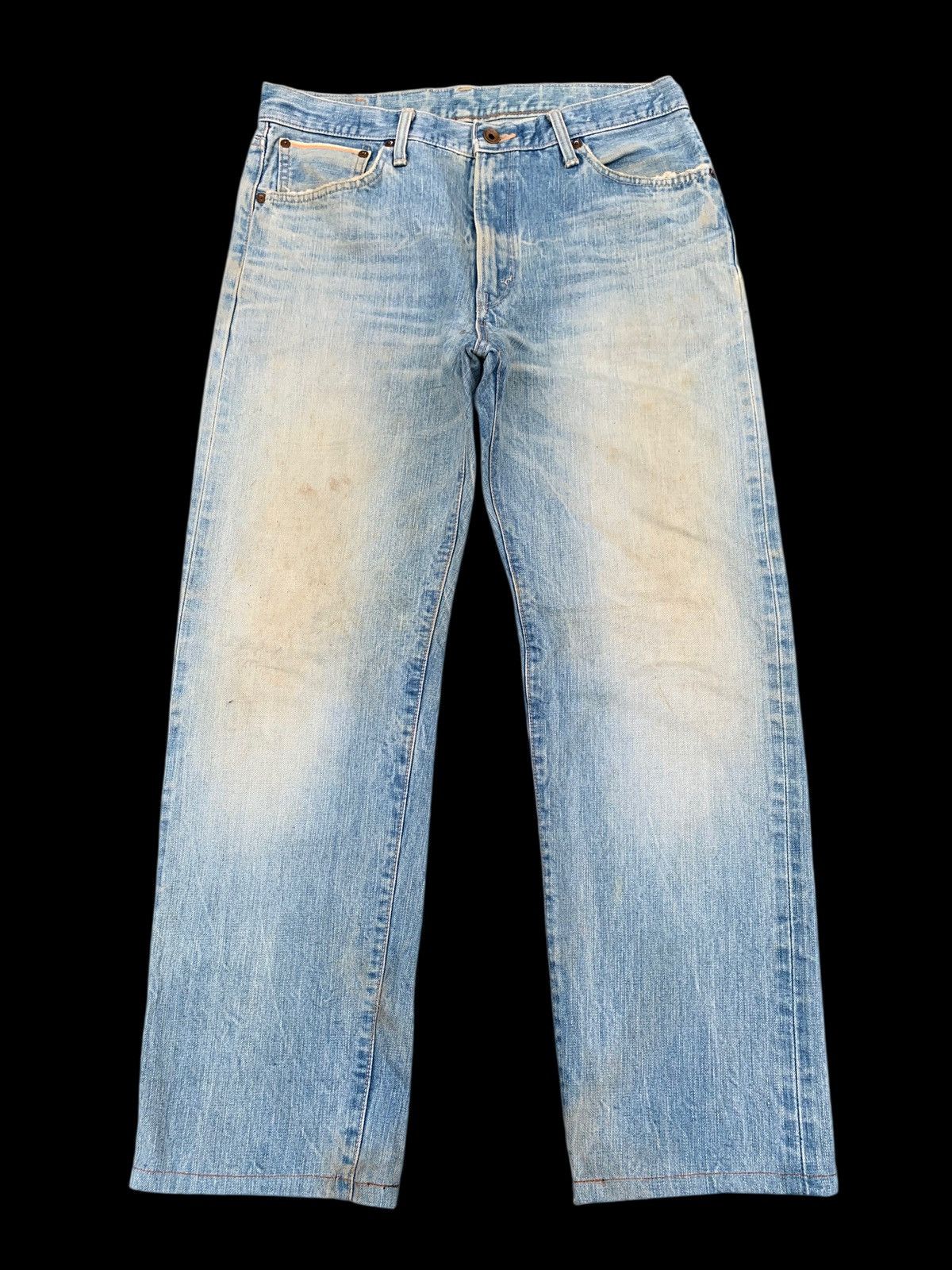 VINTAGE EDWIN 505s SELVEDGE FADED&RUSTY DISTRESSED DENIM