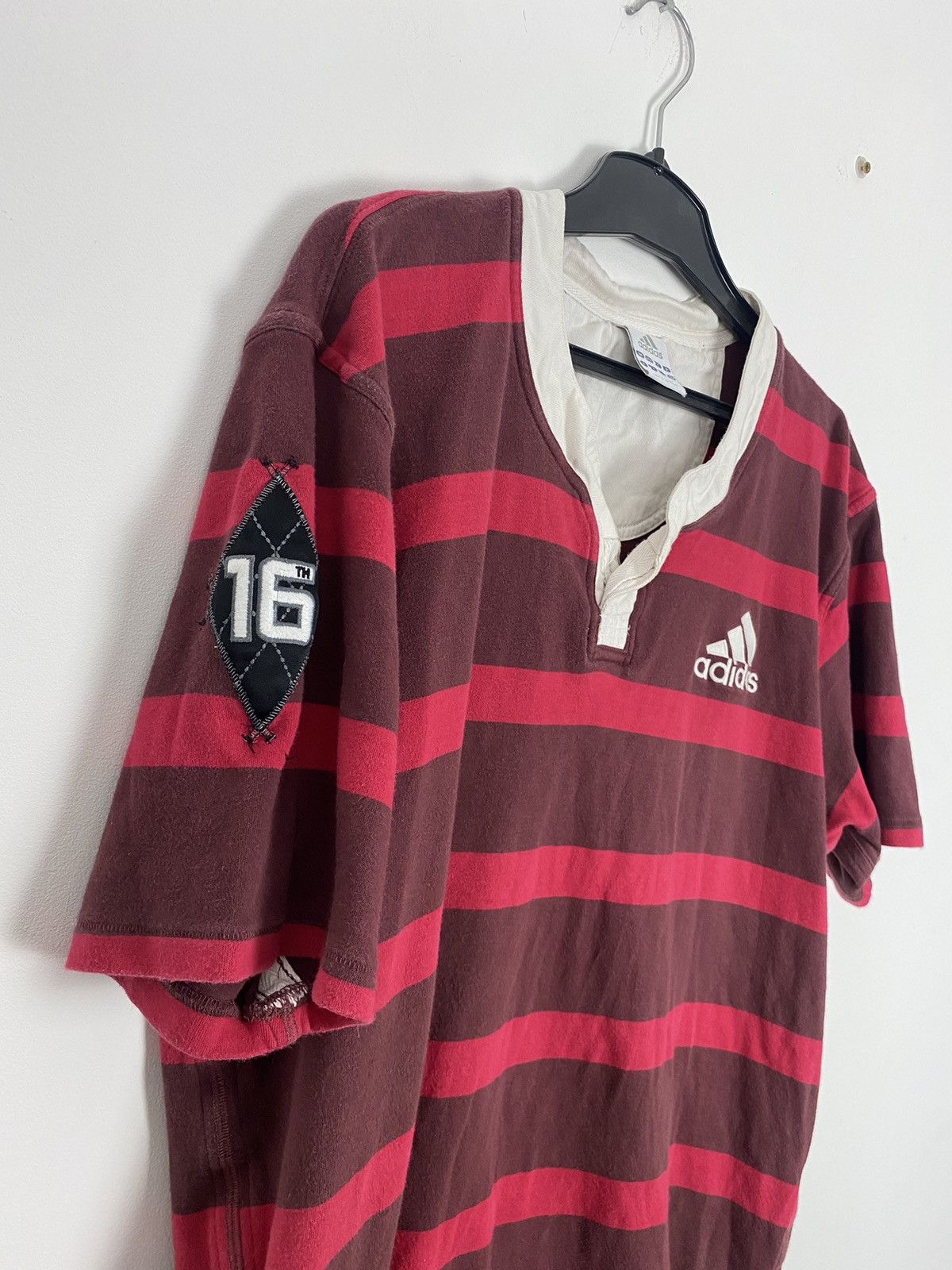 Adidas × Vintage Vintage Adidas Horizontal Striped Polo Shirt Rugby L y2k Size US L / EU 52-54 / 3 - 7 Thumbnail