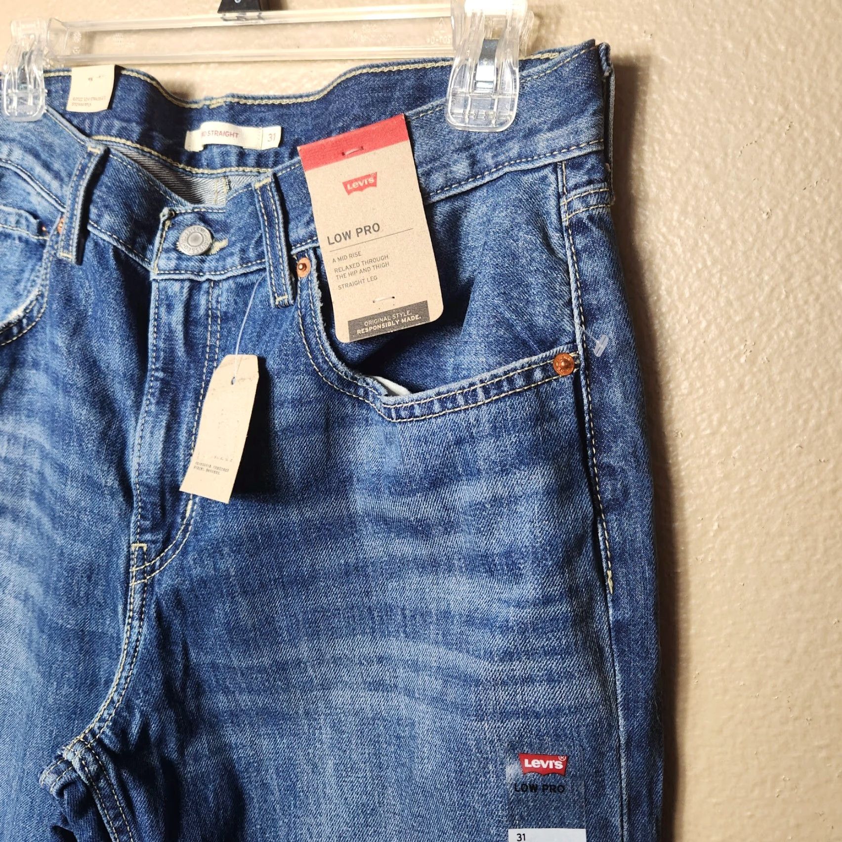 Levi's Levi's Womens Low Pro Straight Distressed Medium Wash Jeans-Size 31 (NWT) Mens Womens Size 24" / US 00 / IT 34 - 3 Thumbnail
