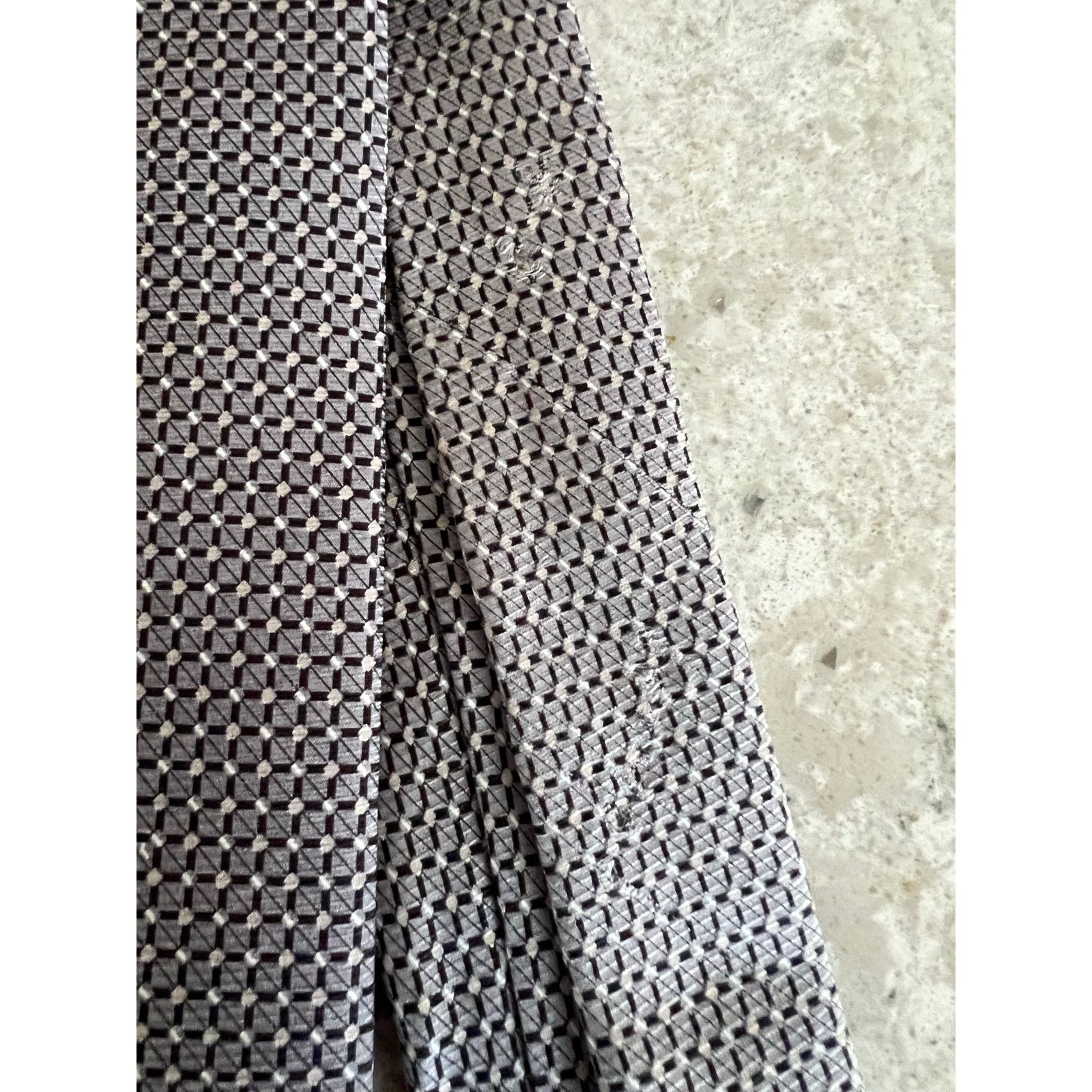 Vintage Bijoux Terner 100% Silk Men's Neck Tie Handmade Silver Black Size ONE SIZE - 7 Thumbnail
