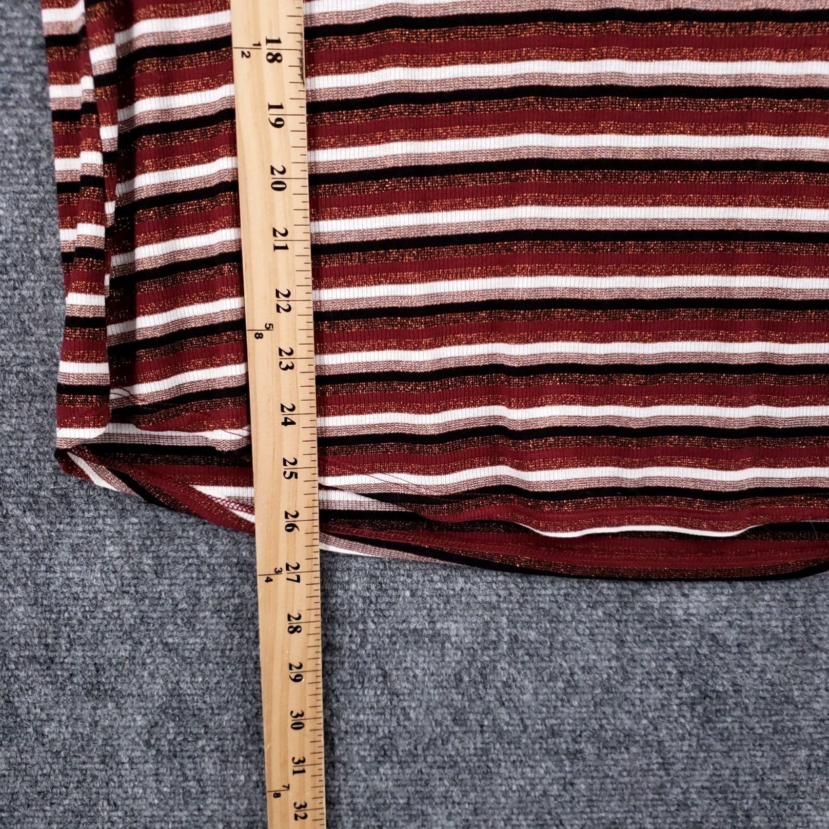 Apt. 9 Apt 9 Top Womens XL Red Striped Knit Ribbed Short Sleeve Pullover Stretch Casual Size XL / US 12-14 / IT 48-50 - 4 Thumbnail
