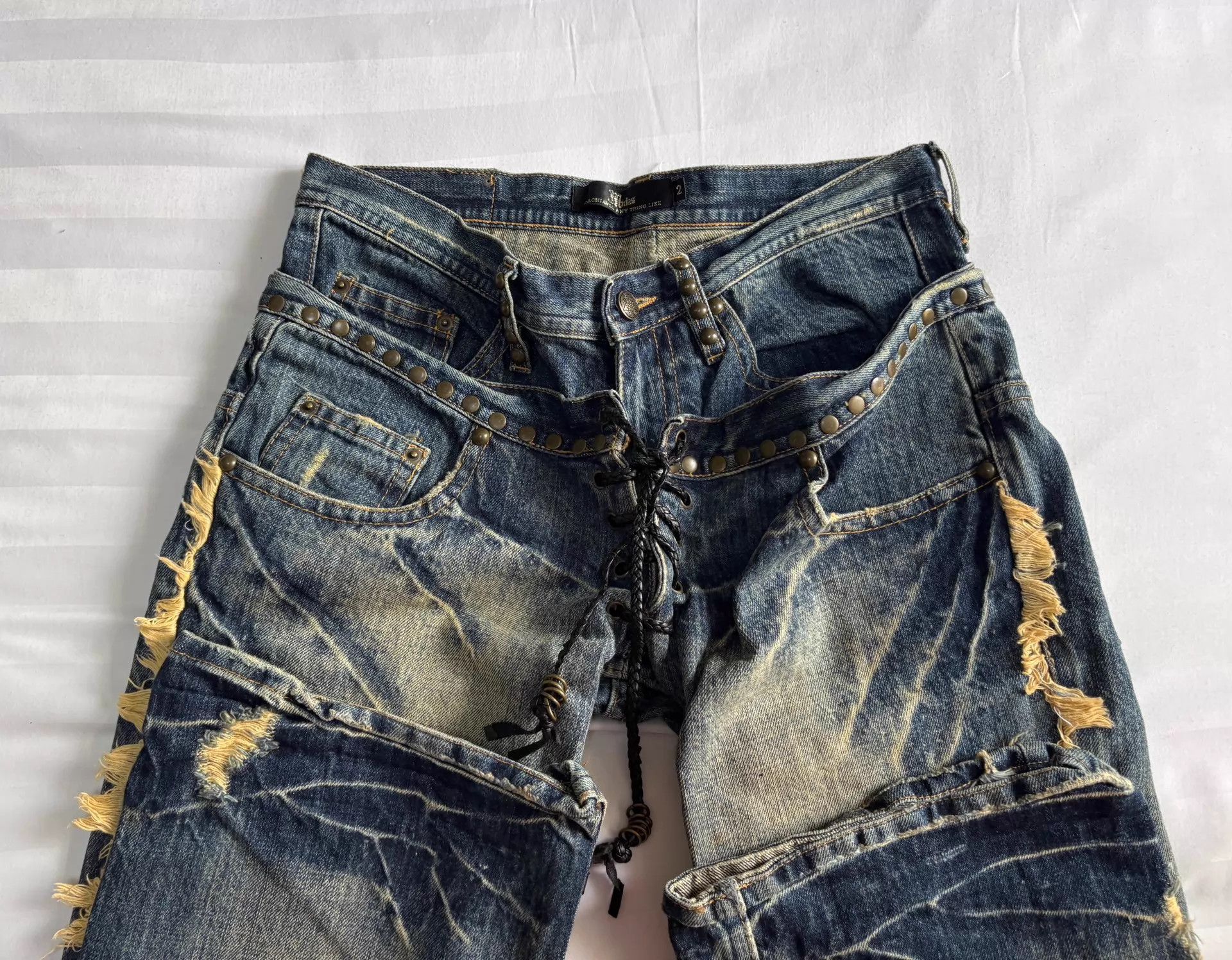 Other Midas Vintage Japanese Double Waist Rivet Fringe Jeans Size US 28 / EU 44 - 3 Thumbnail
