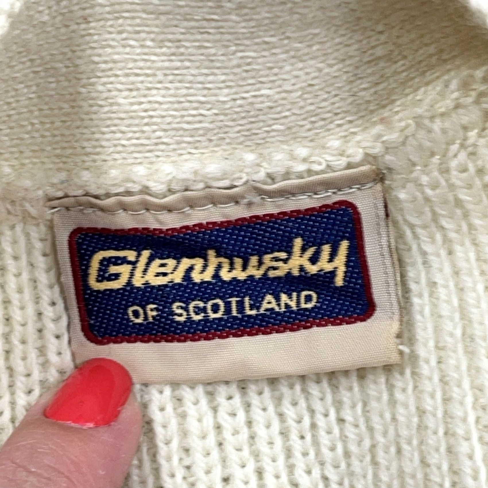 Vintage Vintage Glenhusky Cardigan Sweater XL Cream Wool Knit Elbow Pads Scotland Size US XL / EU 56 / 4 - 3 Thumbnail