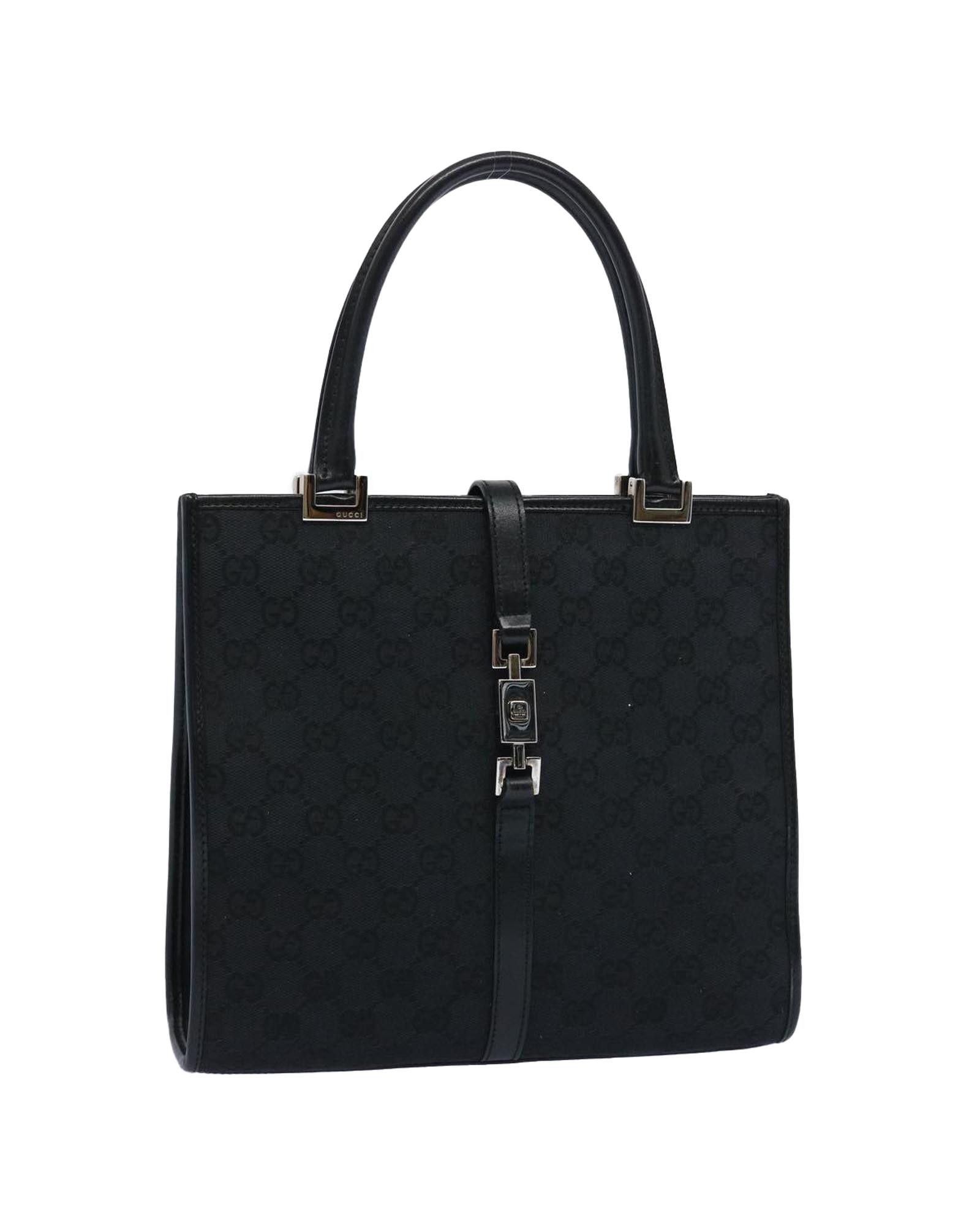 image of Gucci Iconic GG Canvas Handbag In Classic Black, Women's