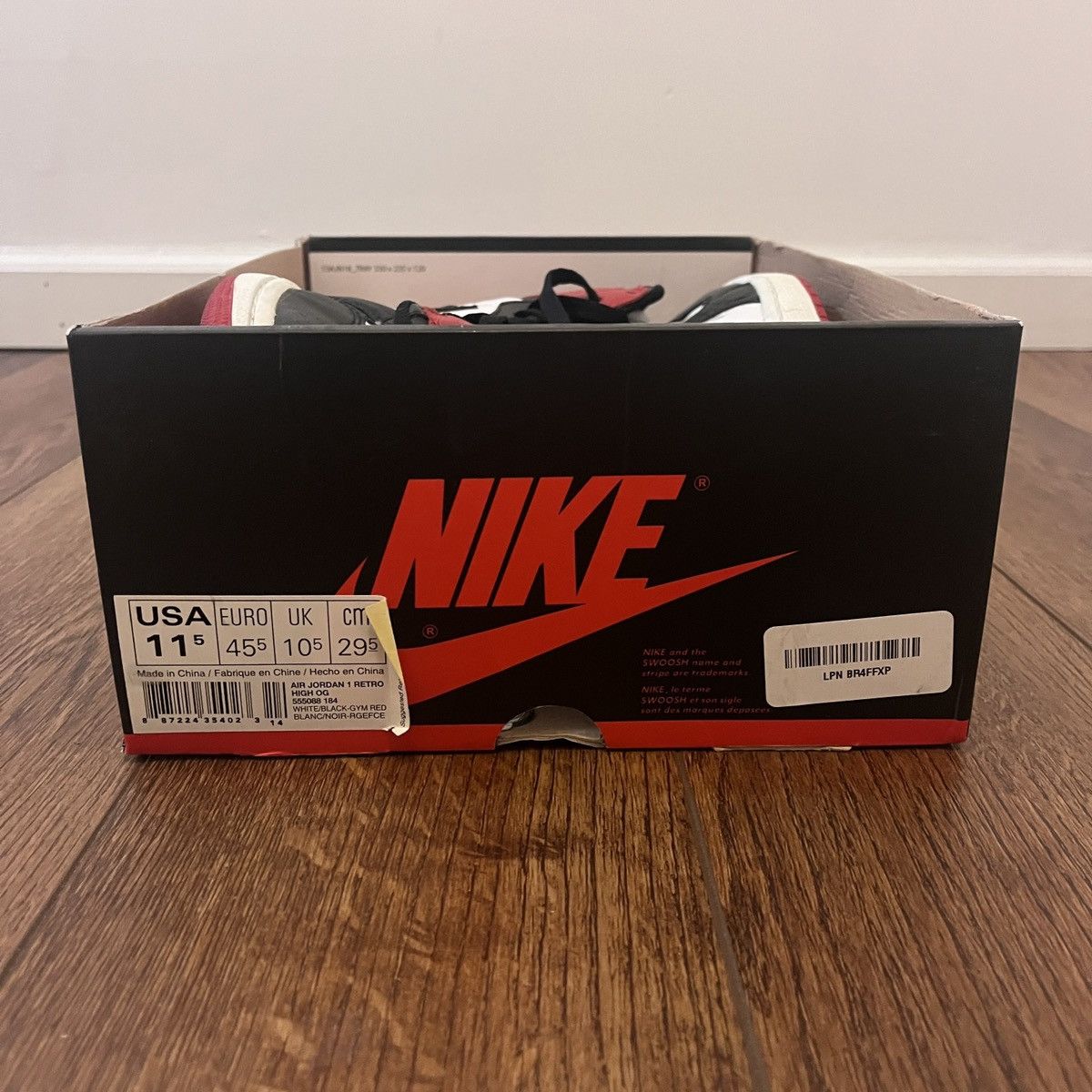 Jordan Brand × Nike Air Jordan 1 Retro OG 2013 High Black Toe Size US 11.5 / EU 44-45 - 9 Thumbnail