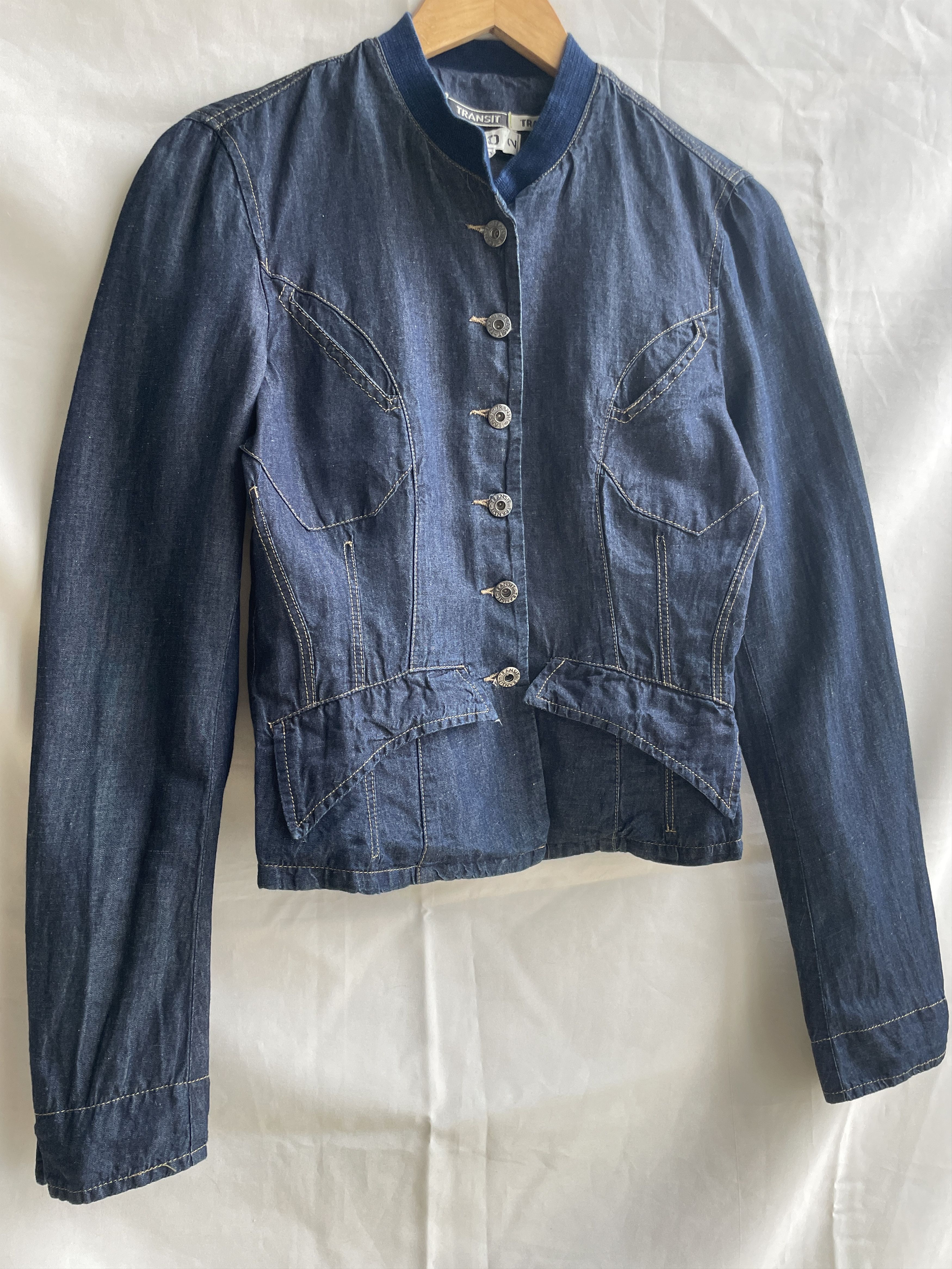 Transit Transit Par Such TR-900 Cotton Linen Denim Jacket Size 2 Size M / US 6-8 / IT 42-44 - 3 Thumbnail