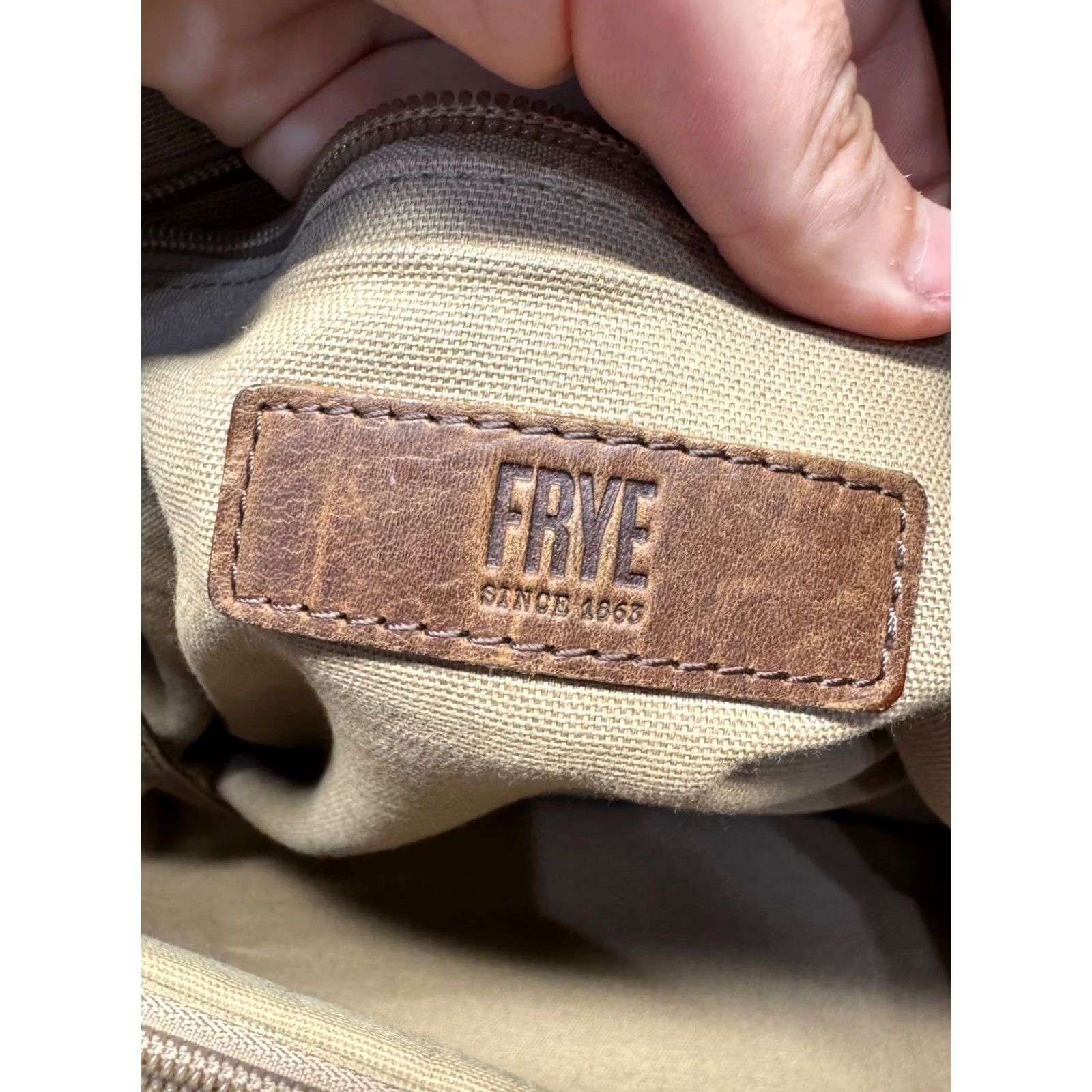 Frye Frye Brown Leather Tote Bag Double Handles Interior Pockets #9713 Tote Womens Large Brown Leather exterior Size ONE SIZE - 5 Thumbnail