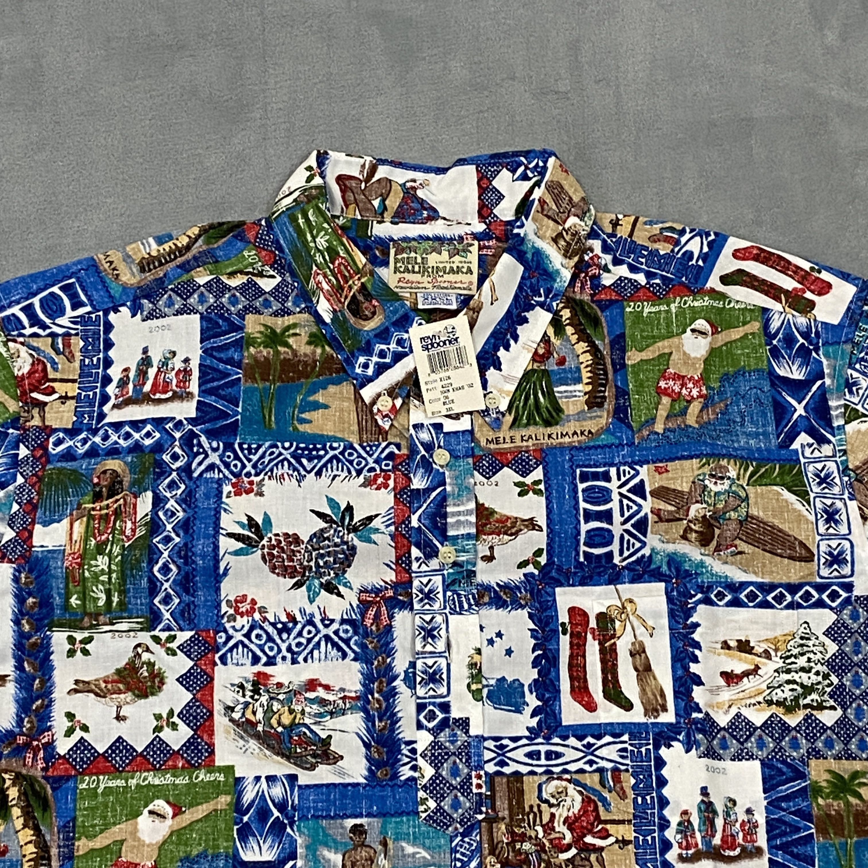 Reyn Spooner × Vintage 2002 MELE KALIKIMAKA Hawaiian Shirt 3XL Xmas Reverse Print Size US XXL / EU 58 / 5 - 3 Thumbnail