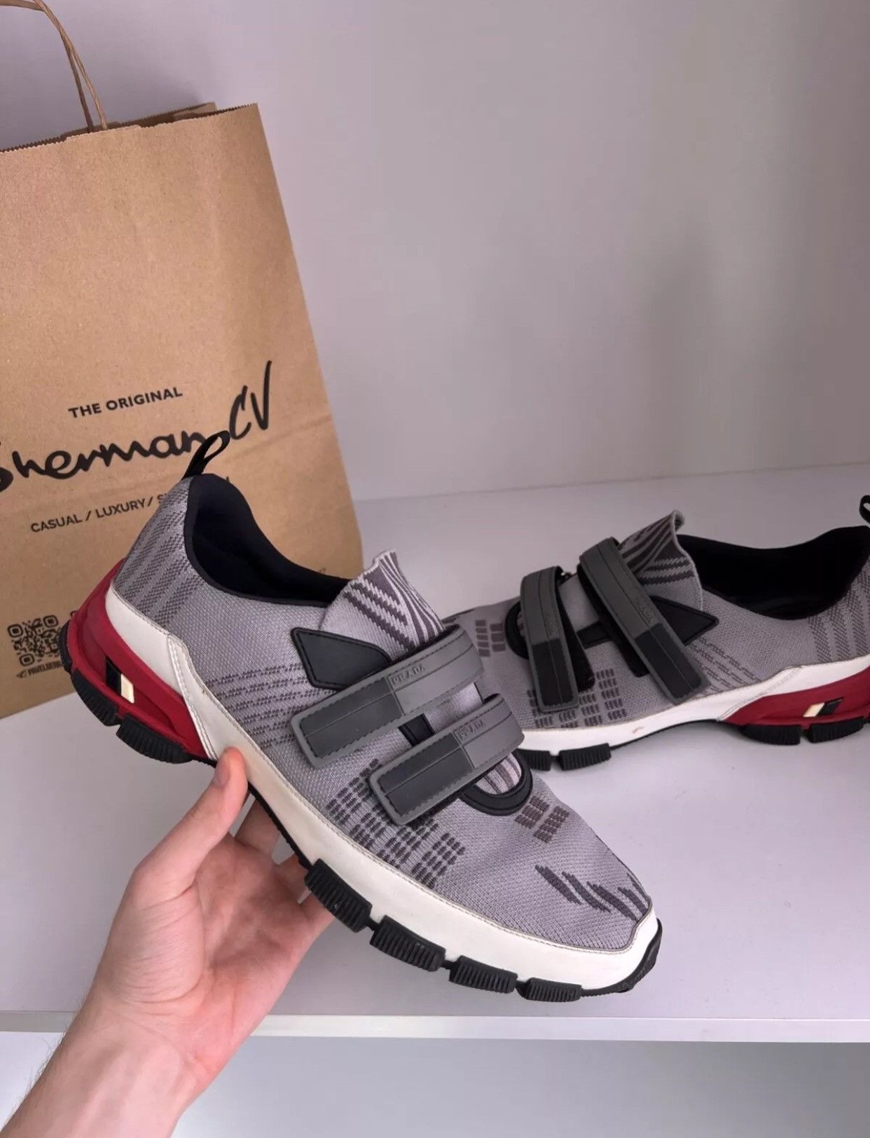 Designer × Prada × Vintage Vintage Prada Cross Section Slip-On Sneakers Size US 8 / EU 41 - 1 Thumbnail