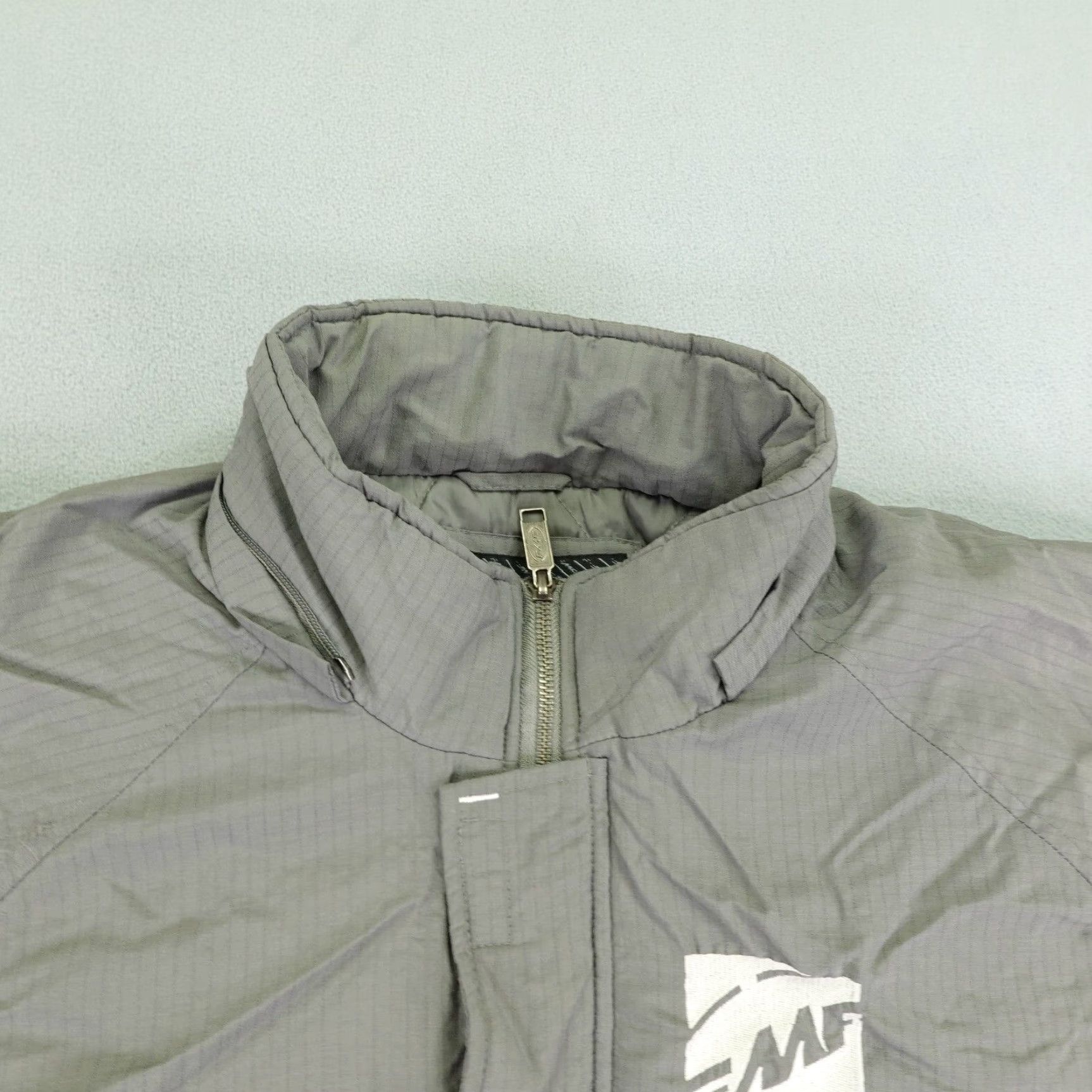 Vintage FMF Jacket Mens 2XL Gray Quilted Motorcycle Jacket Zip Pockets Stand-Up Collar Racing Workwear Casual Size US XXL / EU 58 / 5 - 2 Thumbnail