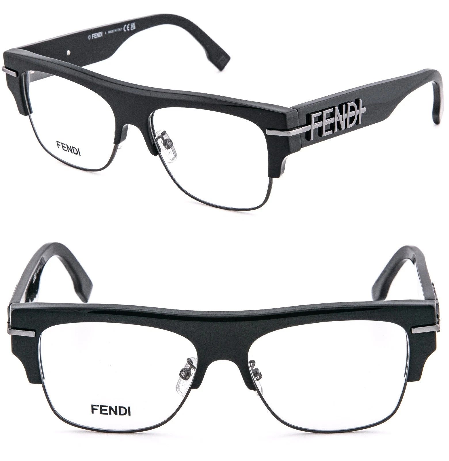 Fendi FENDI FENDIGRAPHY HOBO LOGO 50095 001 Eyeglasses FE50095U Size ONE SIZE - 1 Thumbnail