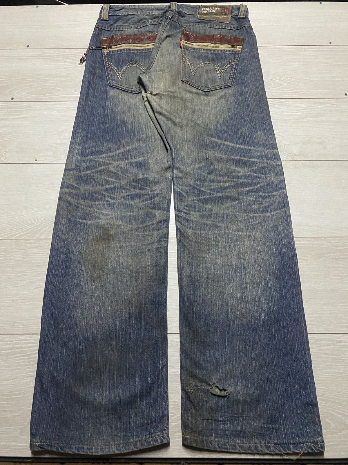 Edwin Vintage Edwin Xv Mud Wash Distressed Baggy Jeans Size US 35 - 2 Thumbnail