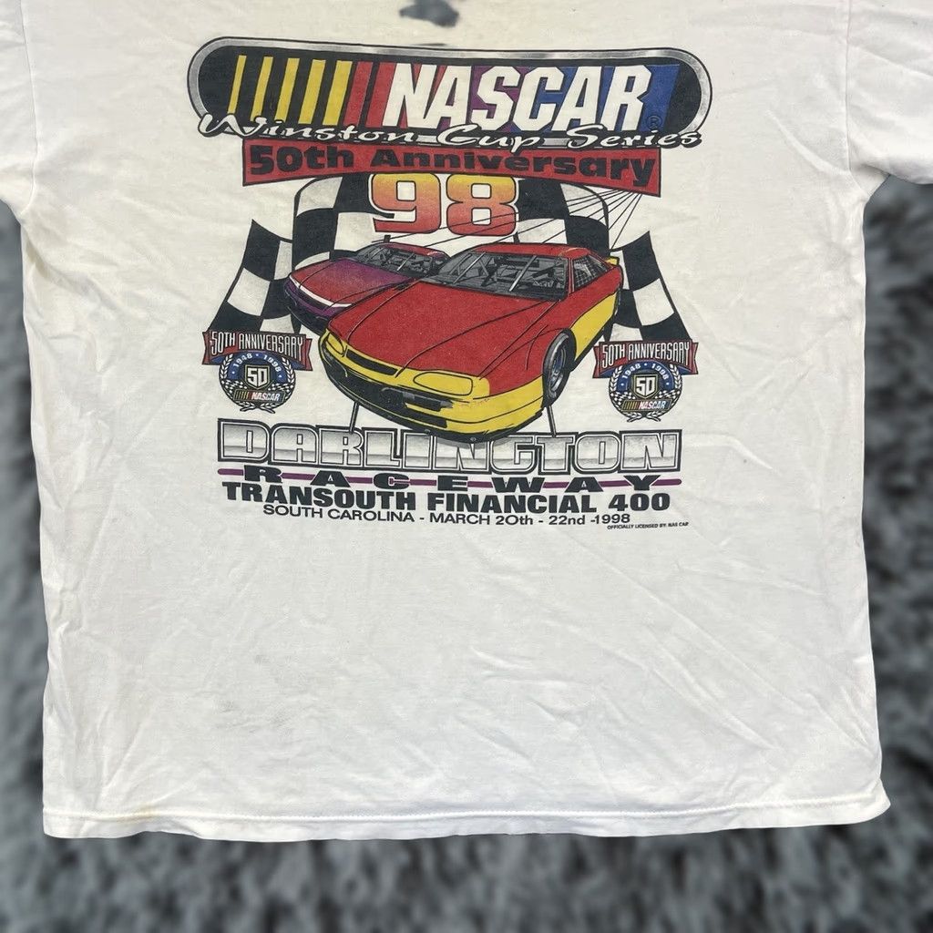 Gildan VINTAGE Darlington Raceway TShirt Adult XL Nascar 90s Dale Earnhardt Racing Cars Shirt Mens XL White 90s Cars NASCAR Vintage Gildan Heavy Cotton Size US XL / EU 56 / 4 - 1 Thumbnail