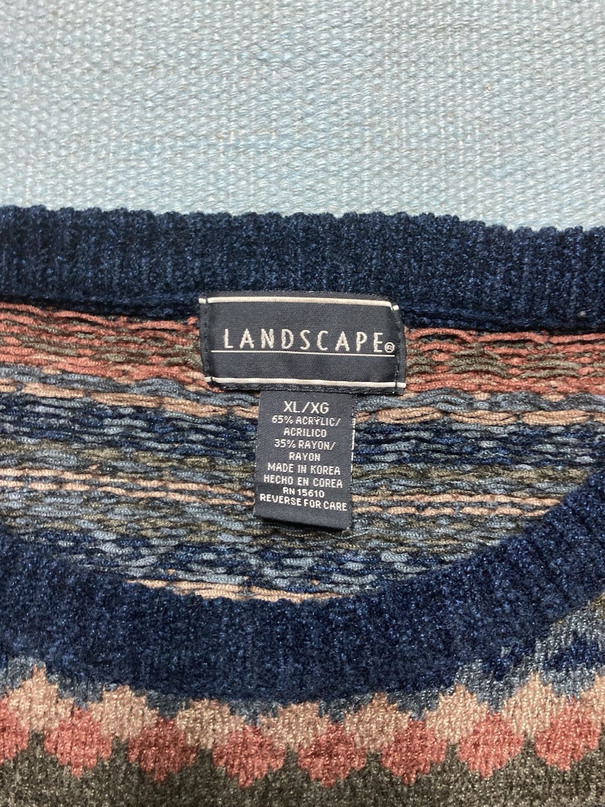 Vintage knit sweater acrylic rayon aztec geometric psychedelic XL Size US XL / EU 56 / 4 - 3 Thumbnail